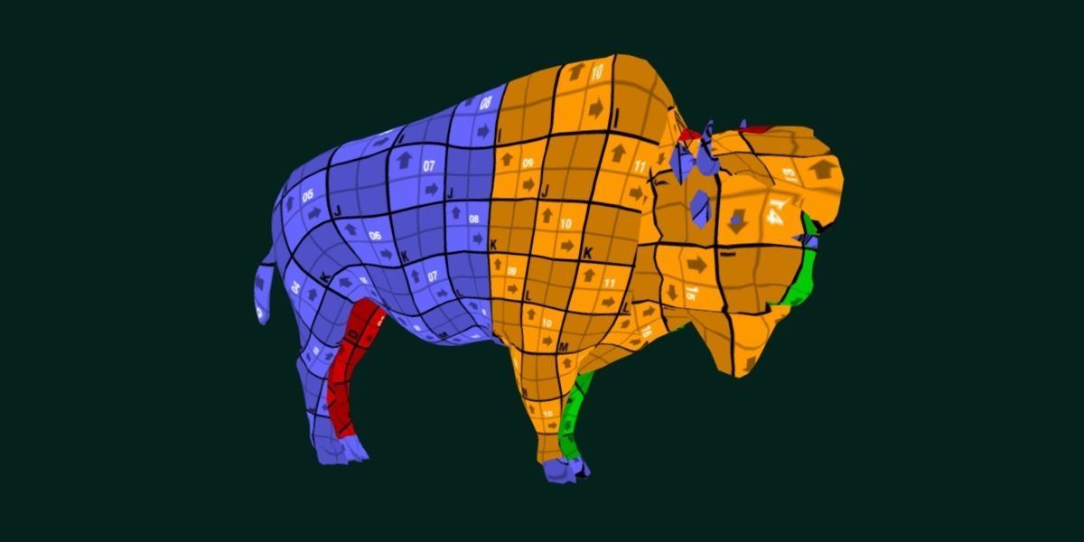 Wood Bison Mammal Low-poly 3D model_6