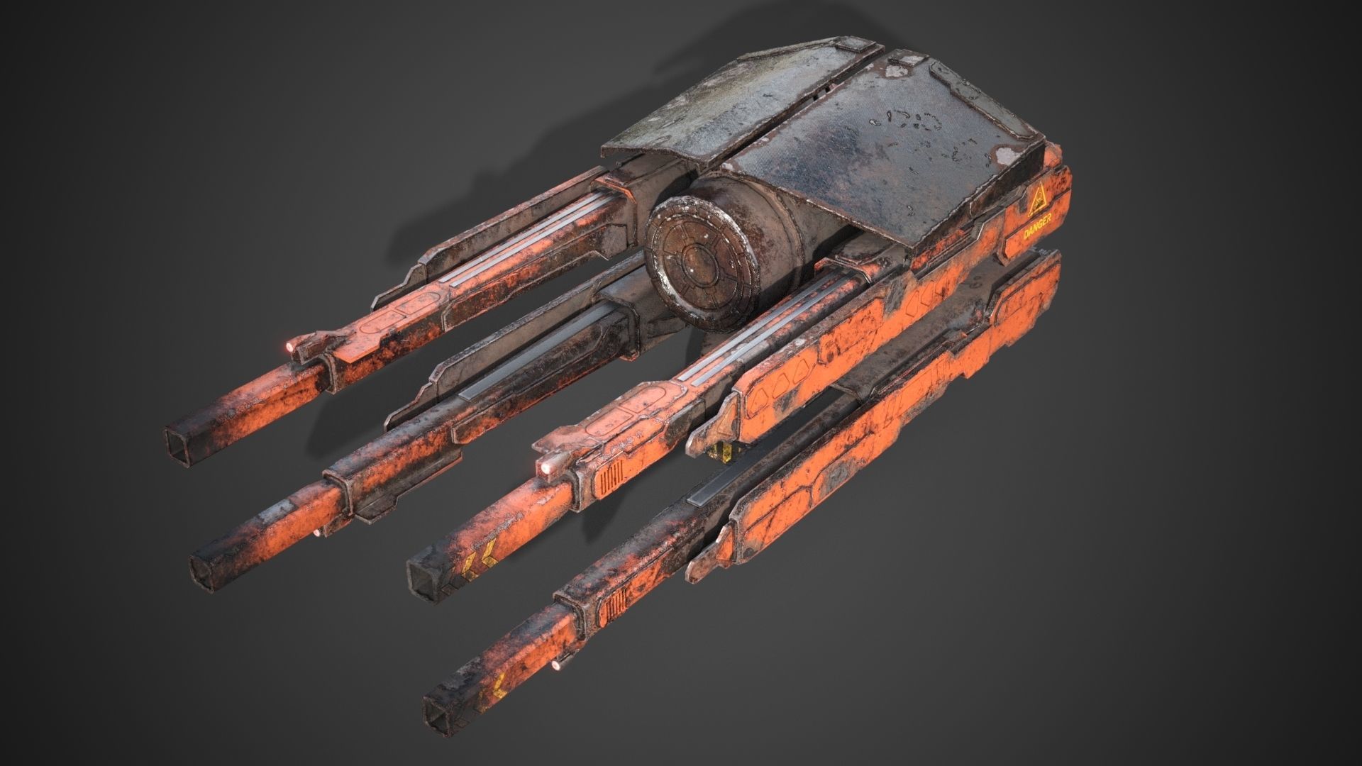 Sci-fi close combat gun turret  Low-poly 3D model_13