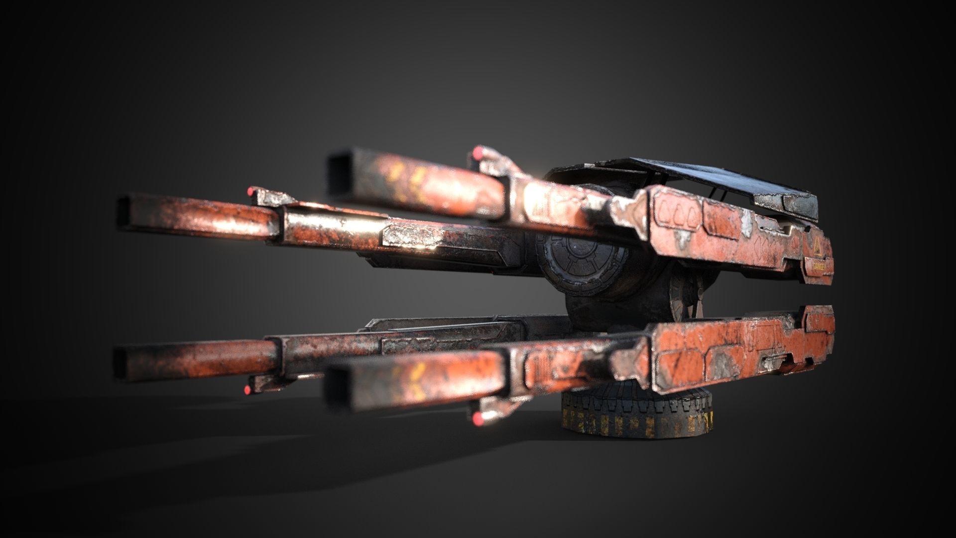 Sci-fi close combat gun turret  Low-poly 3D model_17