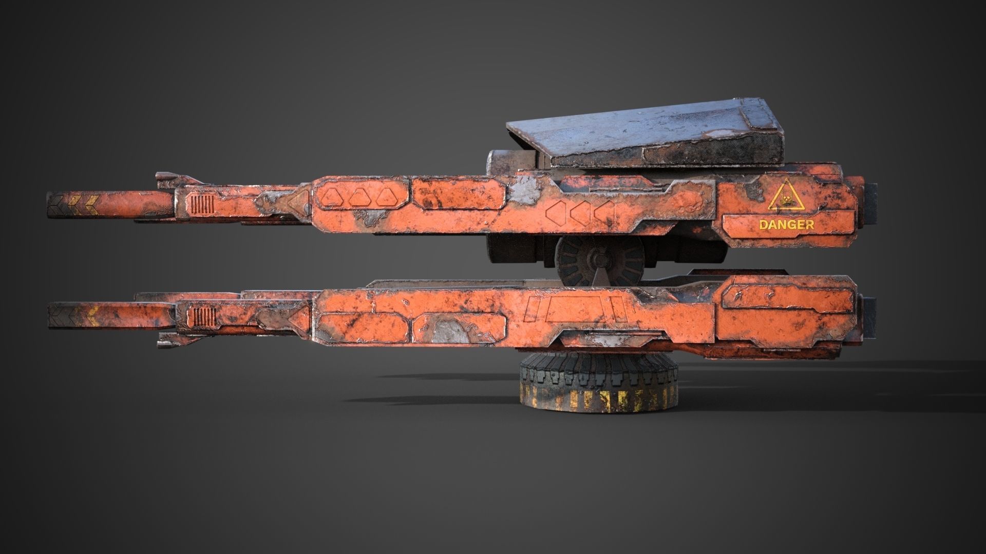 Sci-fi close combat gun turret  Low-poly 3D model_9