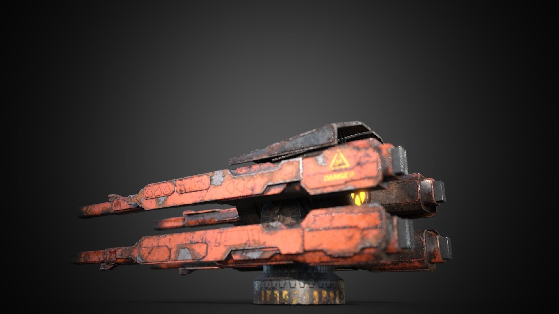 Sci-fi close combat gun turret  Low-poly 3D model_16