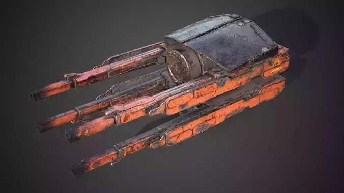 Sci-fi close combat gun turret  Low-poly 3D model