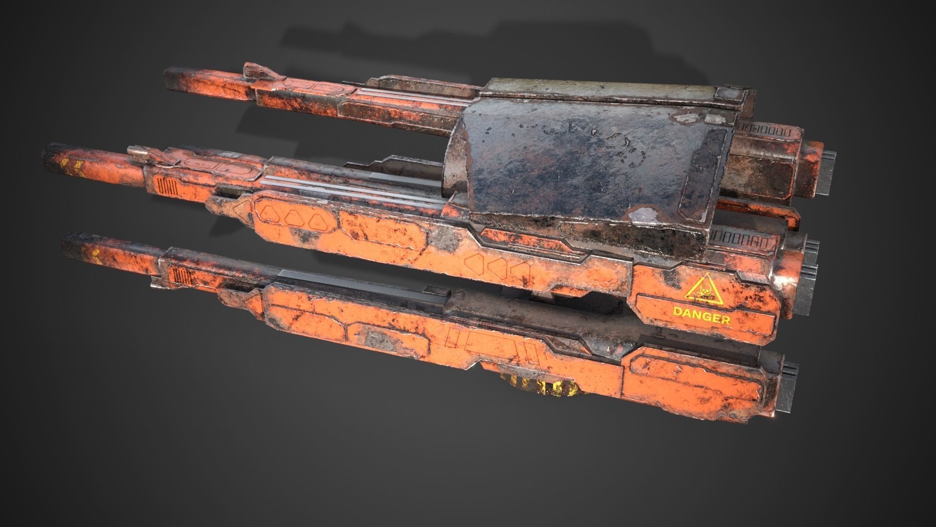 Sci-fi close combat gun turret  Low-poly 3D model_12