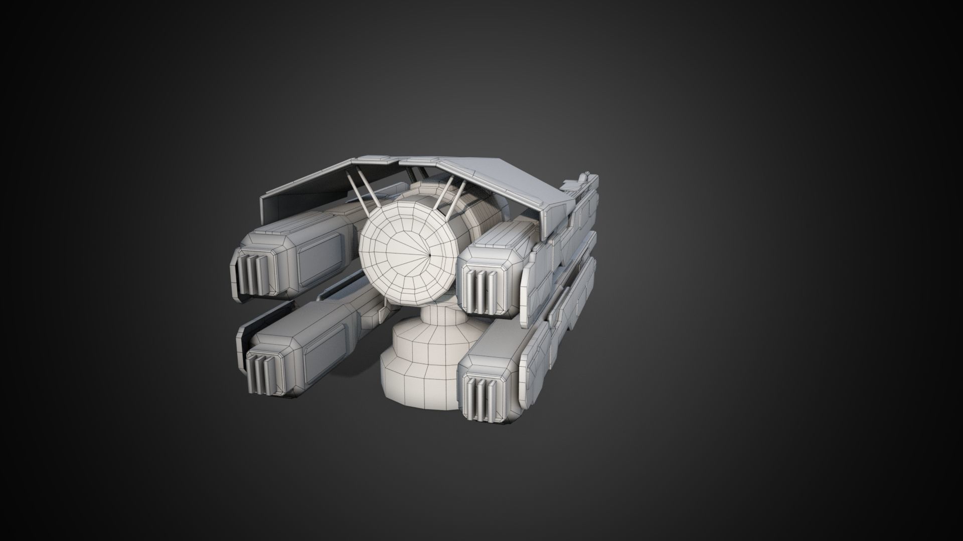 Sci-fi close combat gun turret  Low-poly 3D model_23