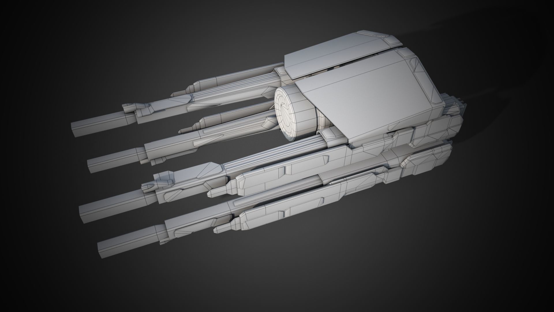Sci-fi close combat gun turret  Low-poly 3D model_22