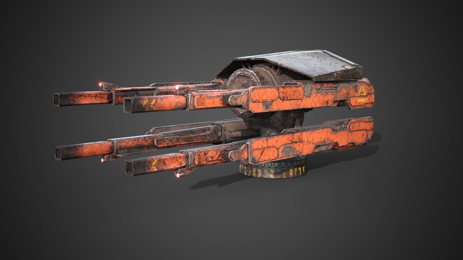 Sci-fi close combat gun turret  Low-poly 3D model_2