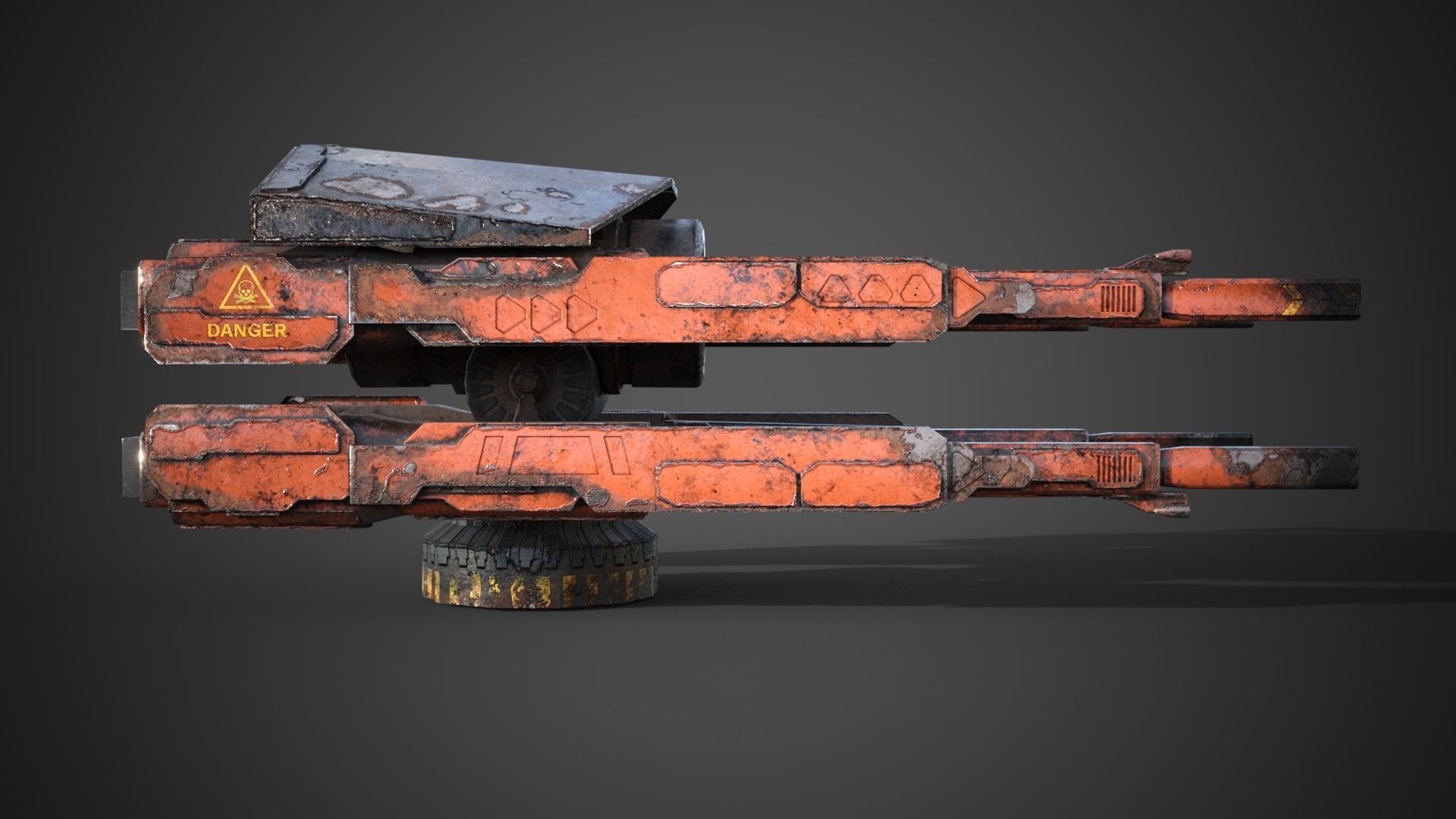 Sci-fi close combat gun turret  Low-poly 3D model_10