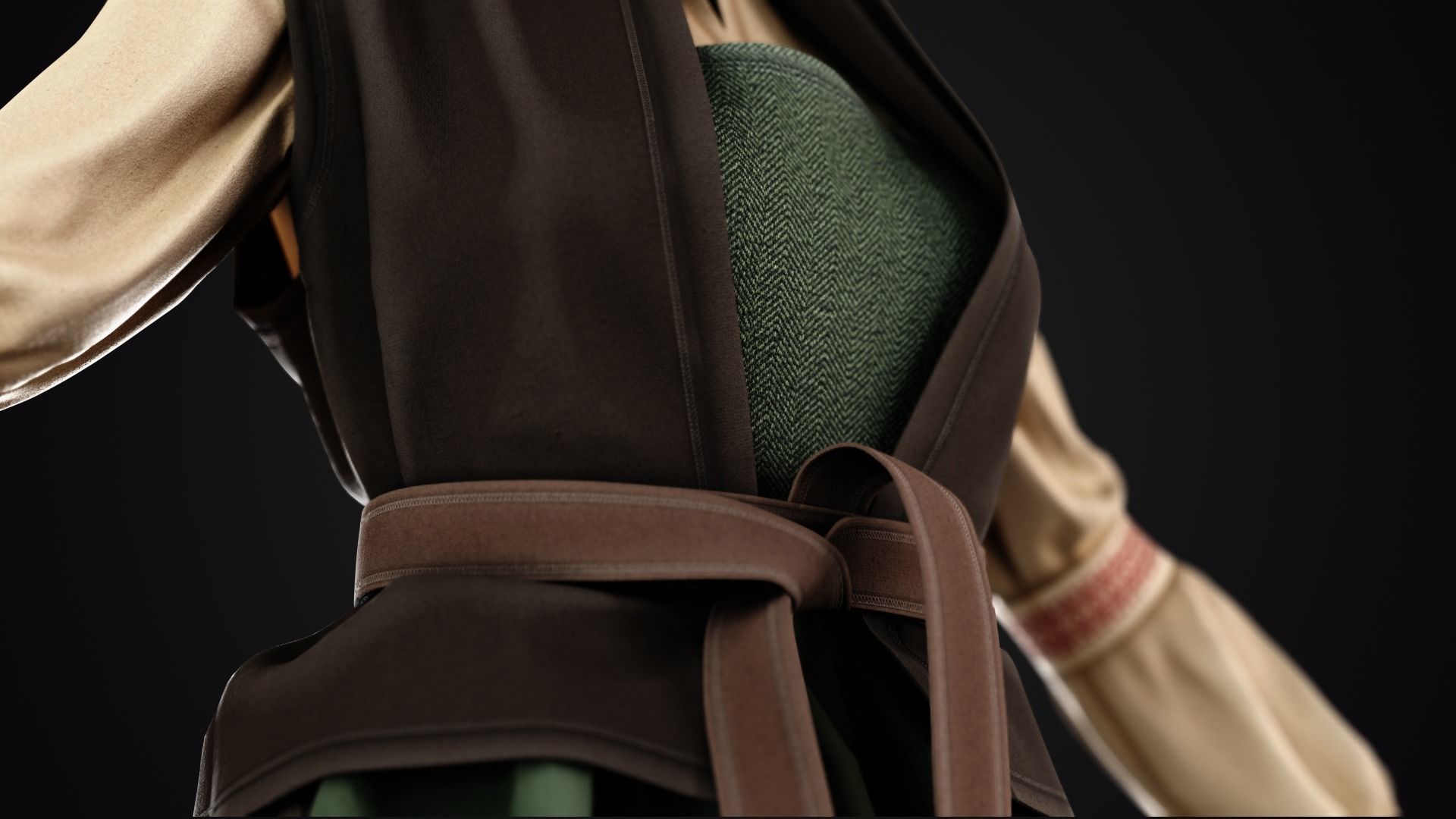 Low Poly Peasant Women Outfit with Free Tutorial Low-poly 3D model_5