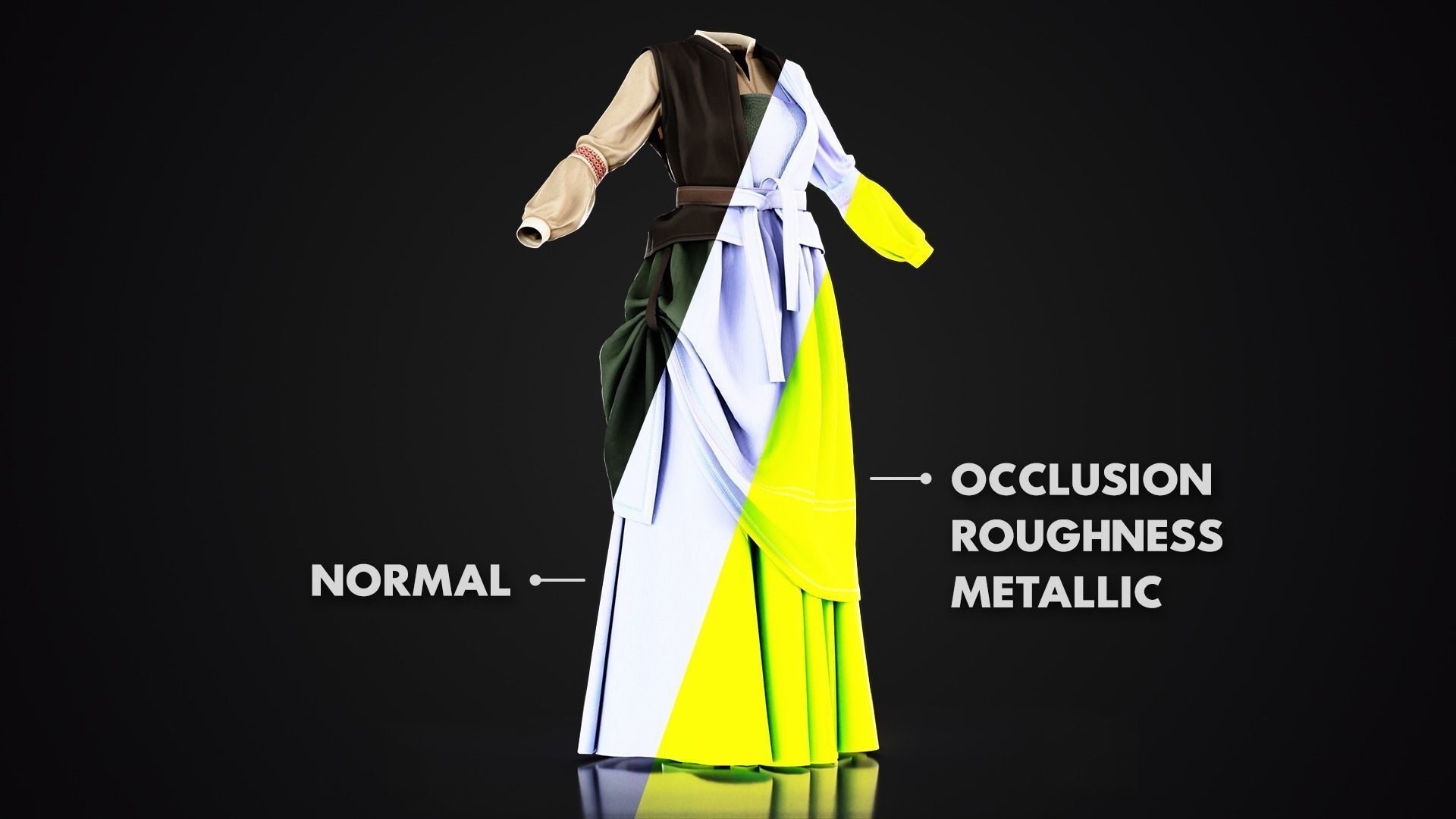 Low Poly Peasant Women Outfit with Free Tutorial Low-poly 3D model_3