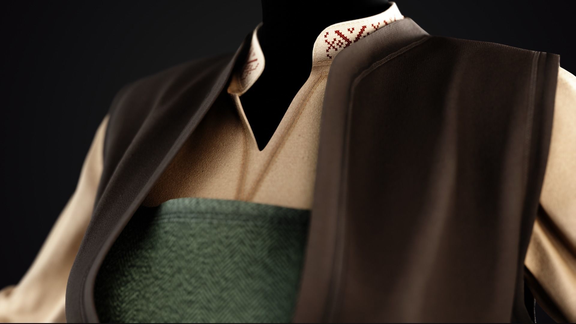 Low Poly Peasant Women Outfit with Free Tutorial Low-poly 3D model_4