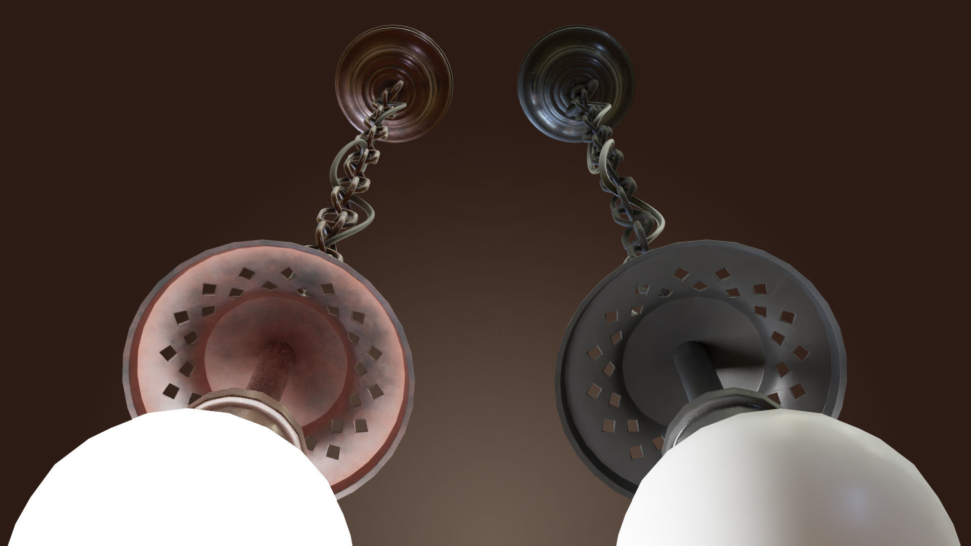 Stained glass ceiling pendant lamp with peacock pattern Low-poly 3D model_7