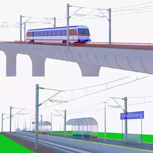 Railway station and bridge III 3D Model Collection
