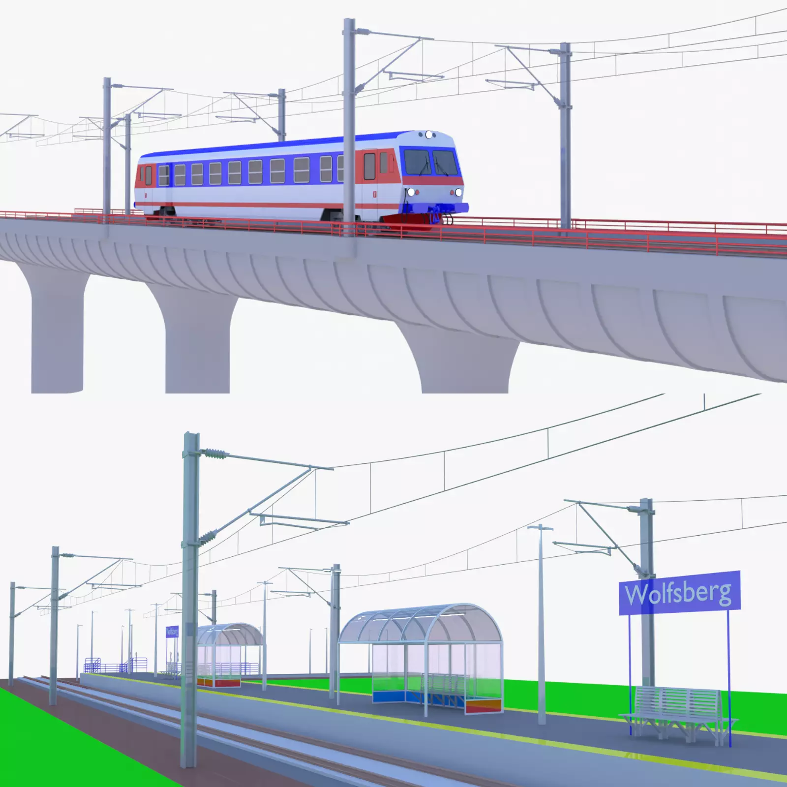 Railway station and bridge III 3D Model Collection_0