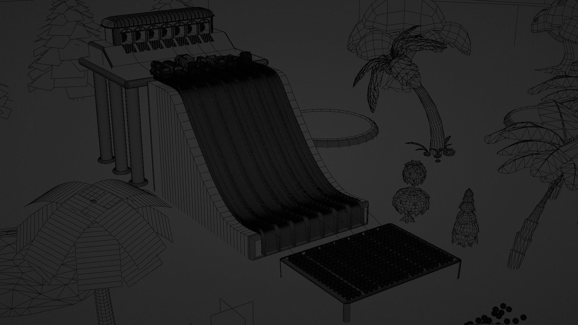 Cube Pool Filled by Soccer Balls 3D model_3