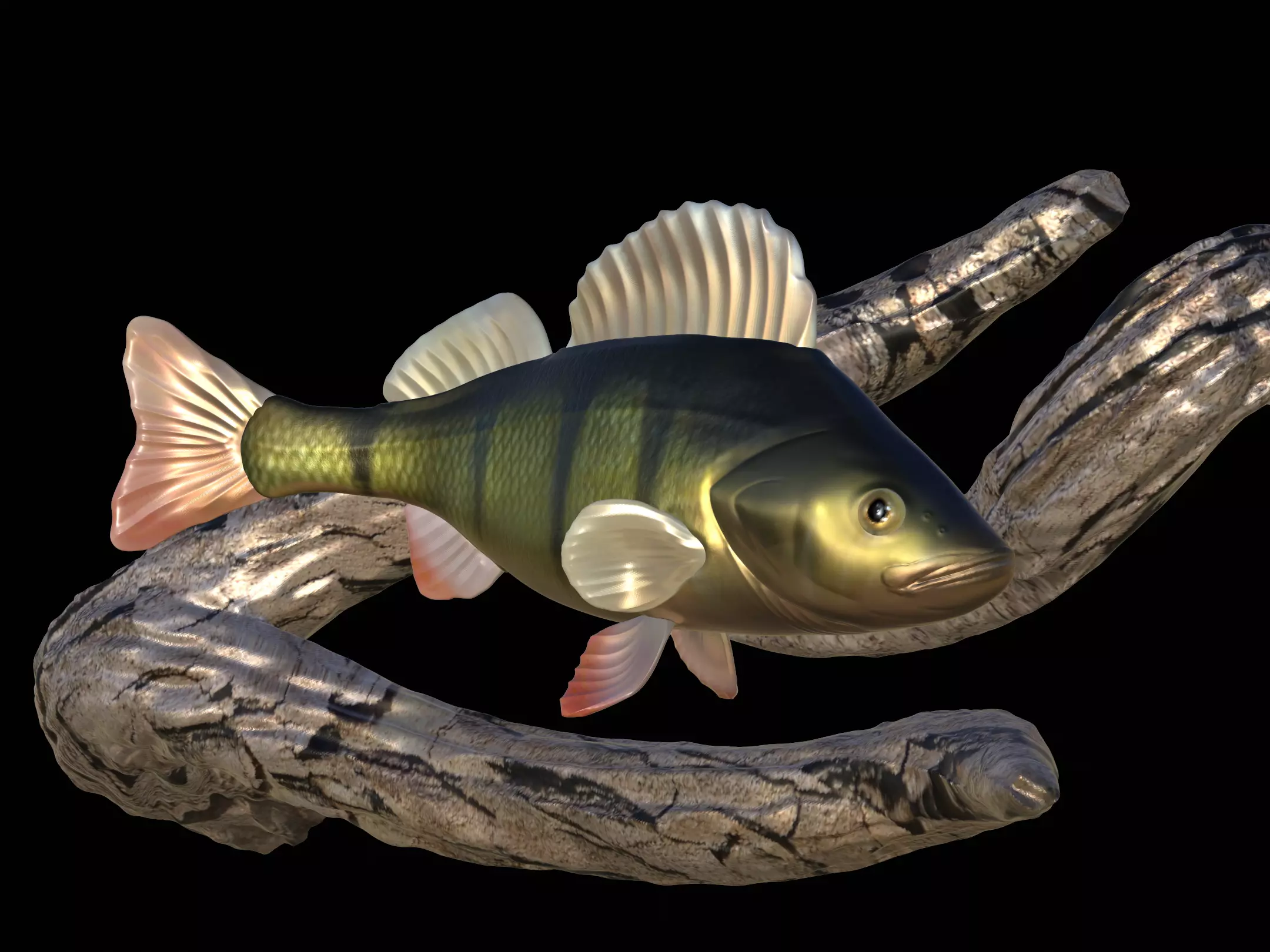 PERCH UNDERWATER STATUE ON THE WALL DETAILED TEXTURE 3D print model_0
