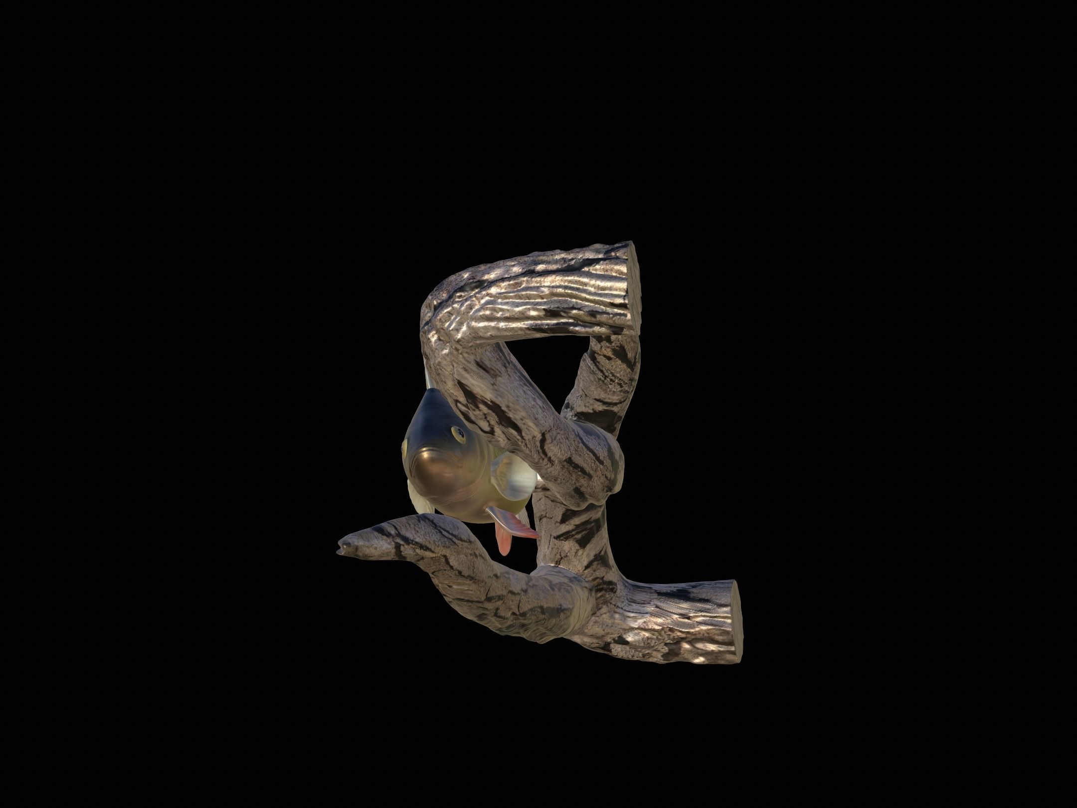 PERCH UNDERWATER STATUE ON THE WALL DETAILED TEXTURE 3D print model_10