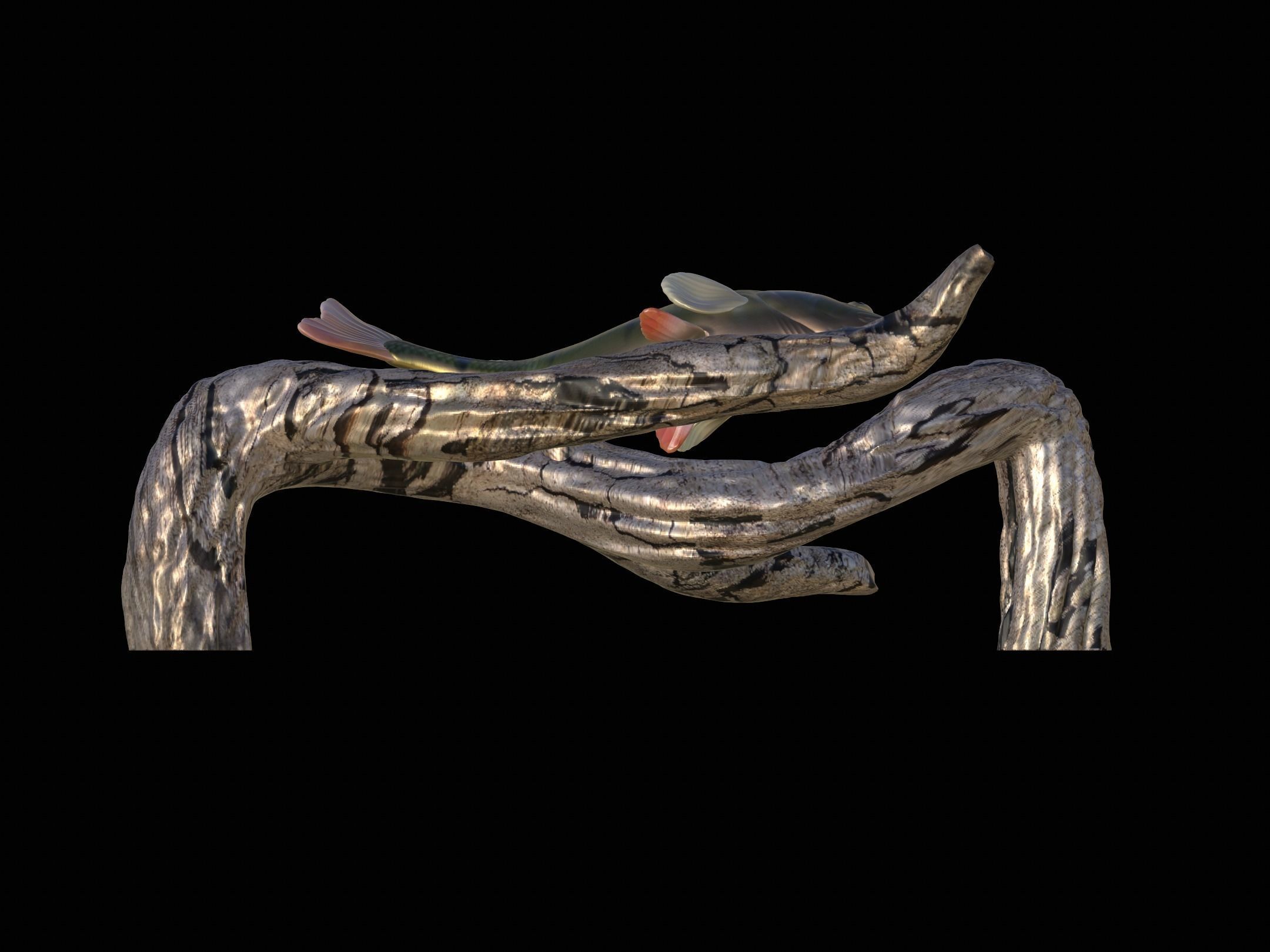 PERCH UNDERWATER STATUE ON THE WALL DETAILED TEXTURE 3D print model_2