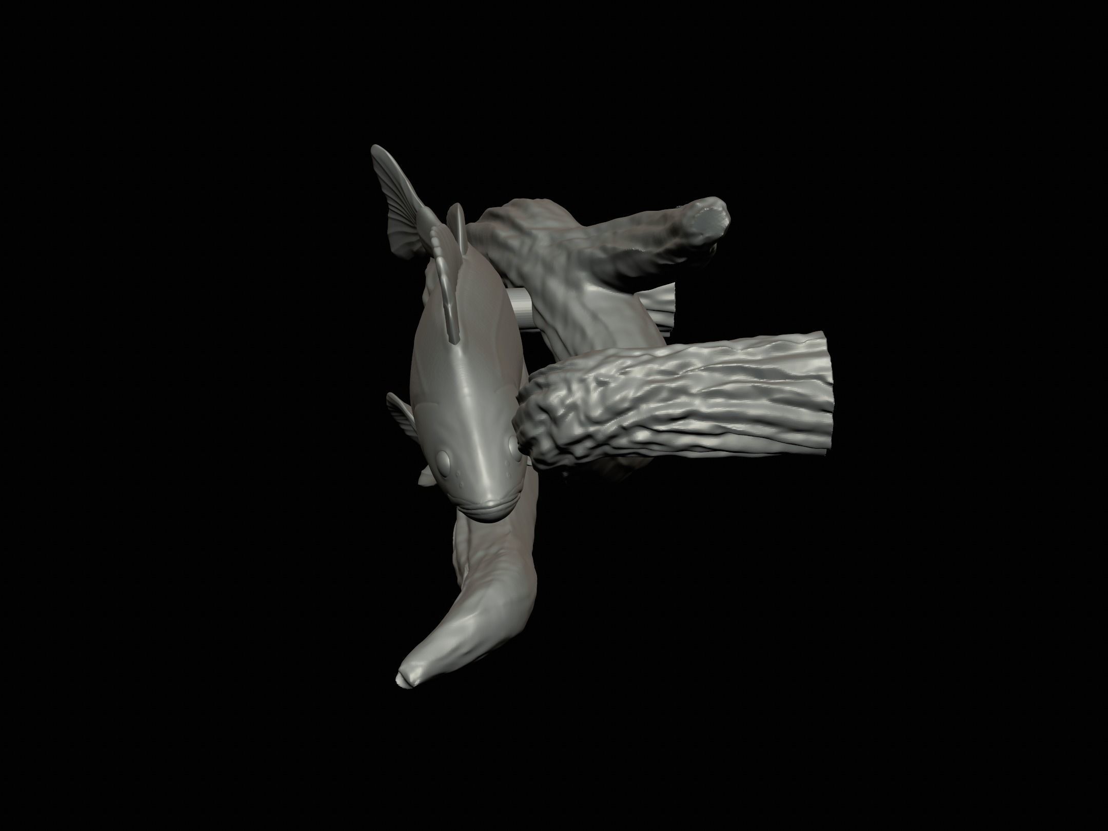 PERCH UNDERWATER STATUE ON THE WALL DETAILED TEXTURE 3D print model_13