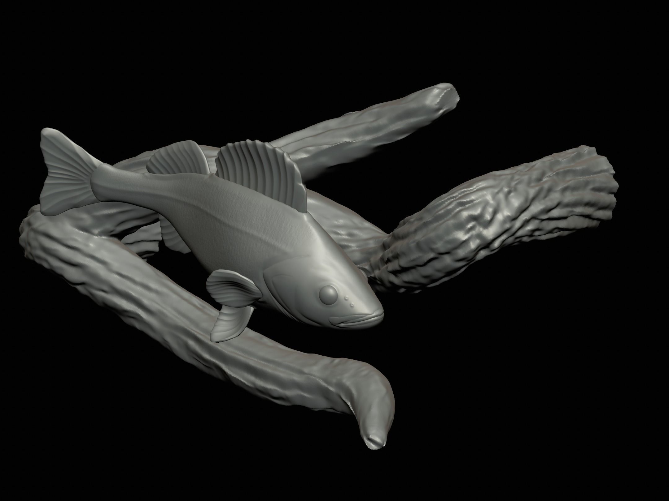 PERCH UNDERWATER STATUE ON THE WALL DETAILED TEXTURE 3D print model_18