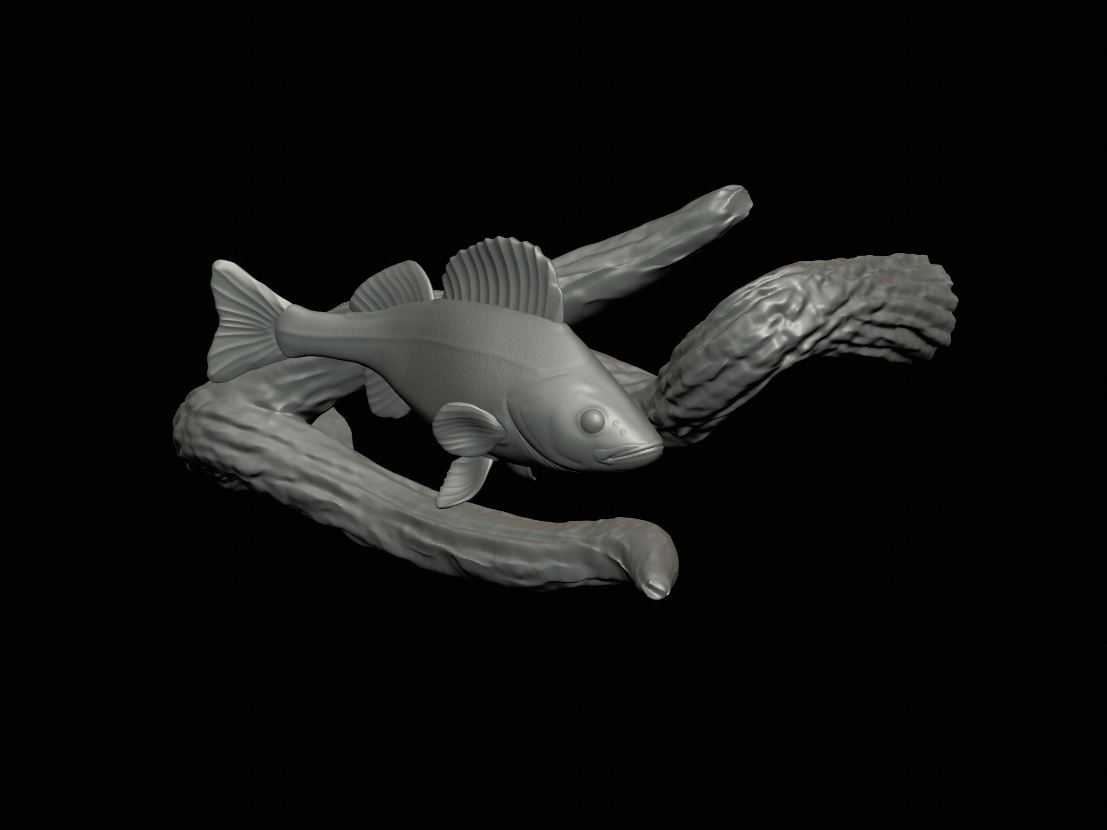 PERCH UNDERWATER STATUE ON THE WALL DETAILED TEXTURE 3D print model_12