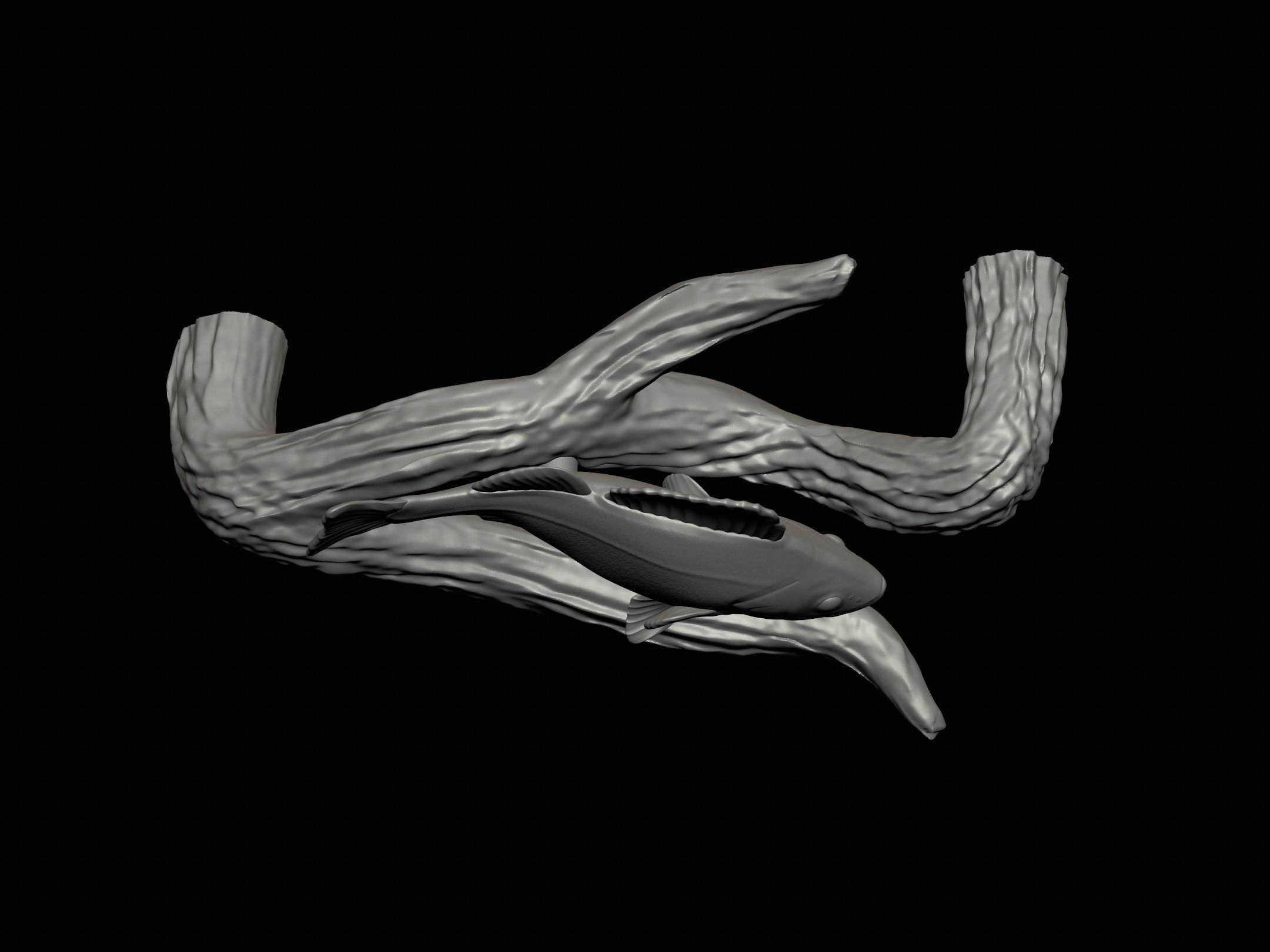 PERCH UNDERWATER STATUE ON THE WALL DETAILED TEXTURE 3D print model_16