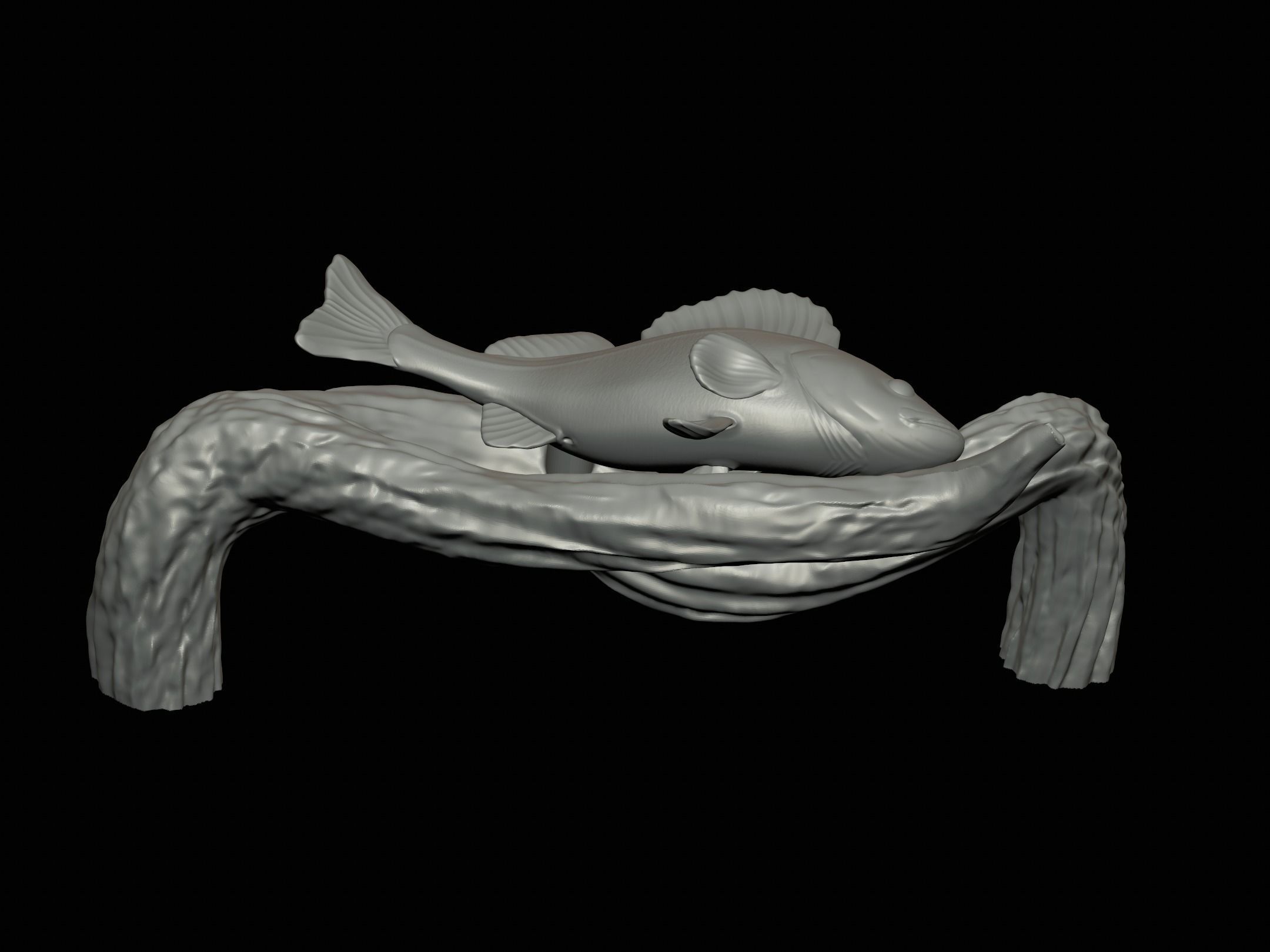 PERCH UNDERWATER STATUE ON THE WALL DETAILED TEXTURE 3D print model_15