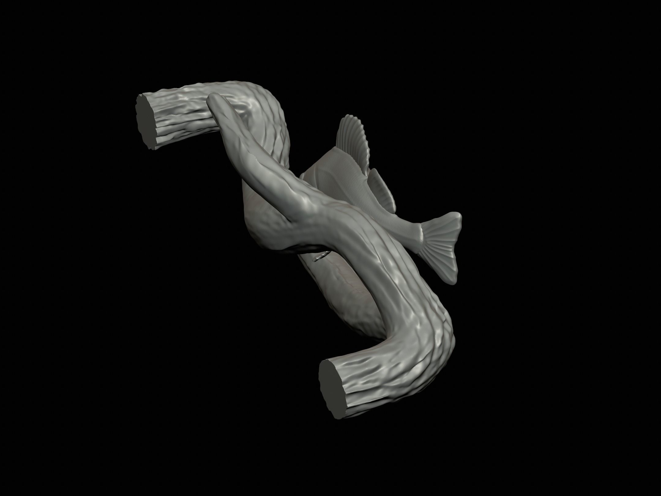 PERCH UNDERWATER STATUE ON THE WALL DETAILED TEXTURE 3D print model_20