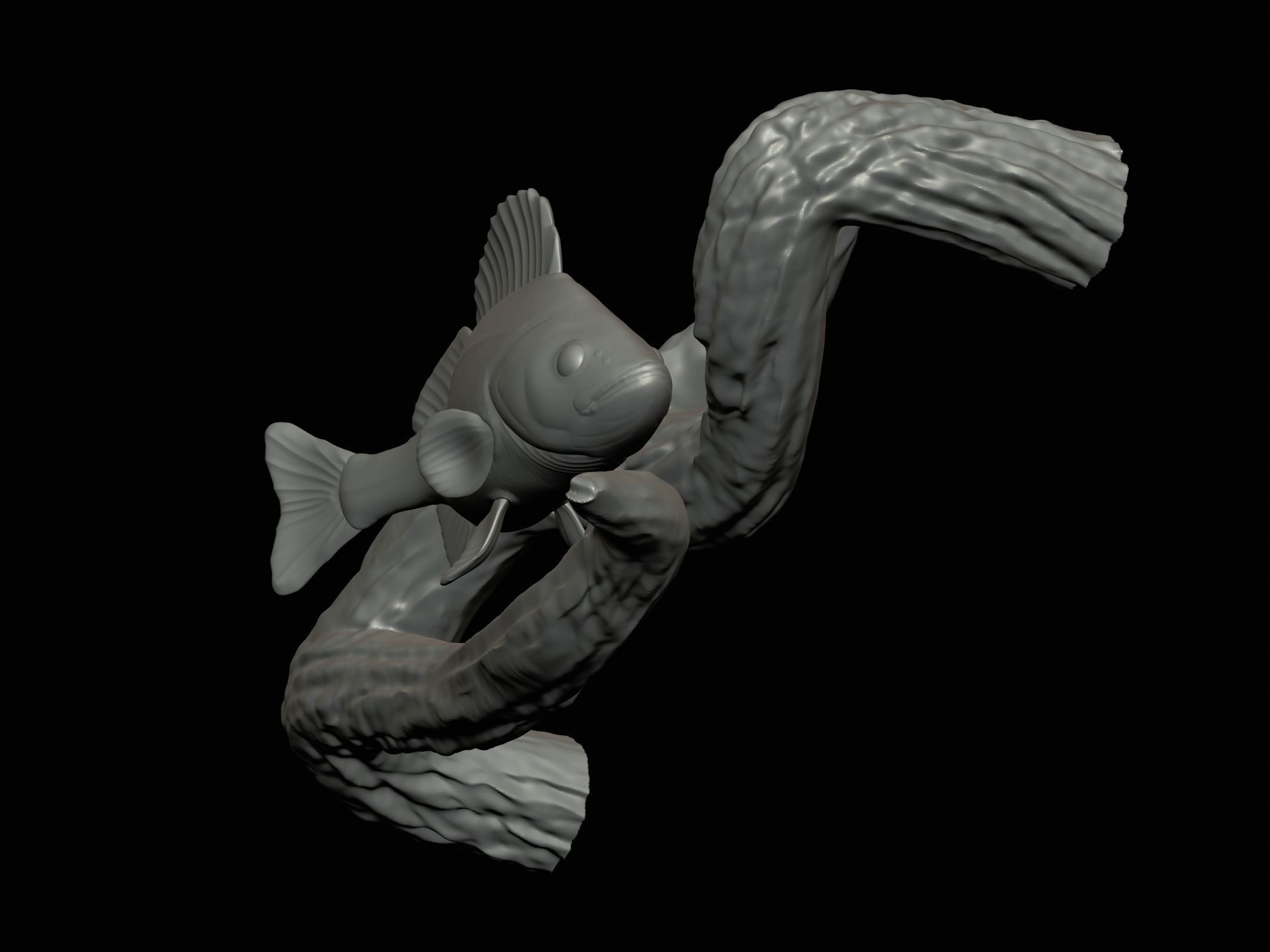 PERCH UNDERWATER STATUE ON THE WALL DETAILED TEXTURE 3D print model_14