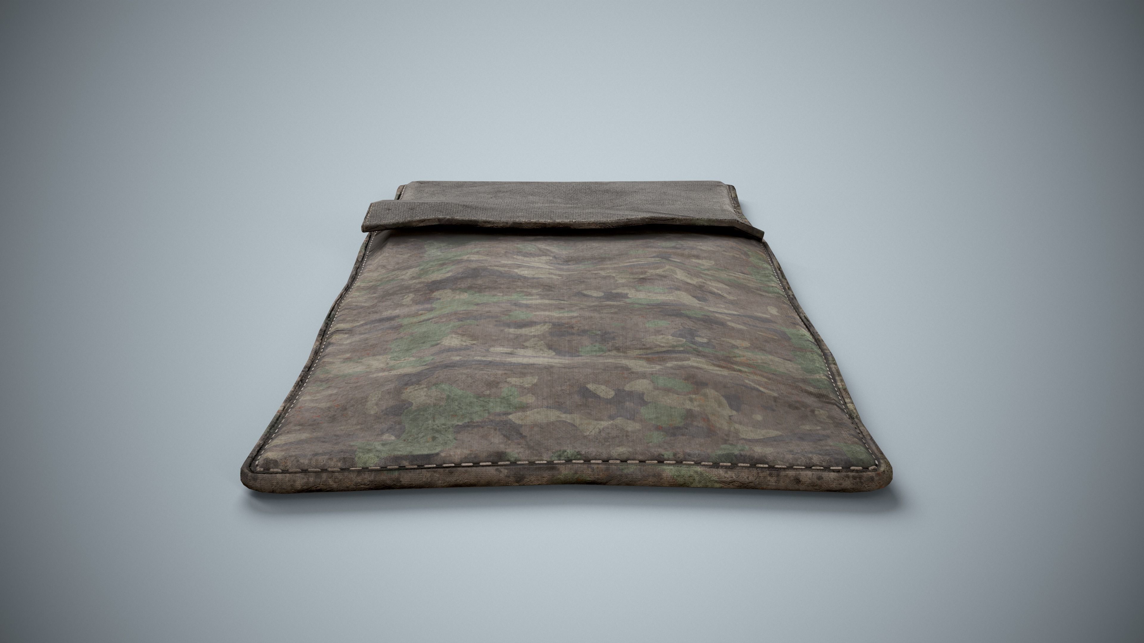 Military Sleeping Bag - Worn Camouflage Low-poly 3D model_6
