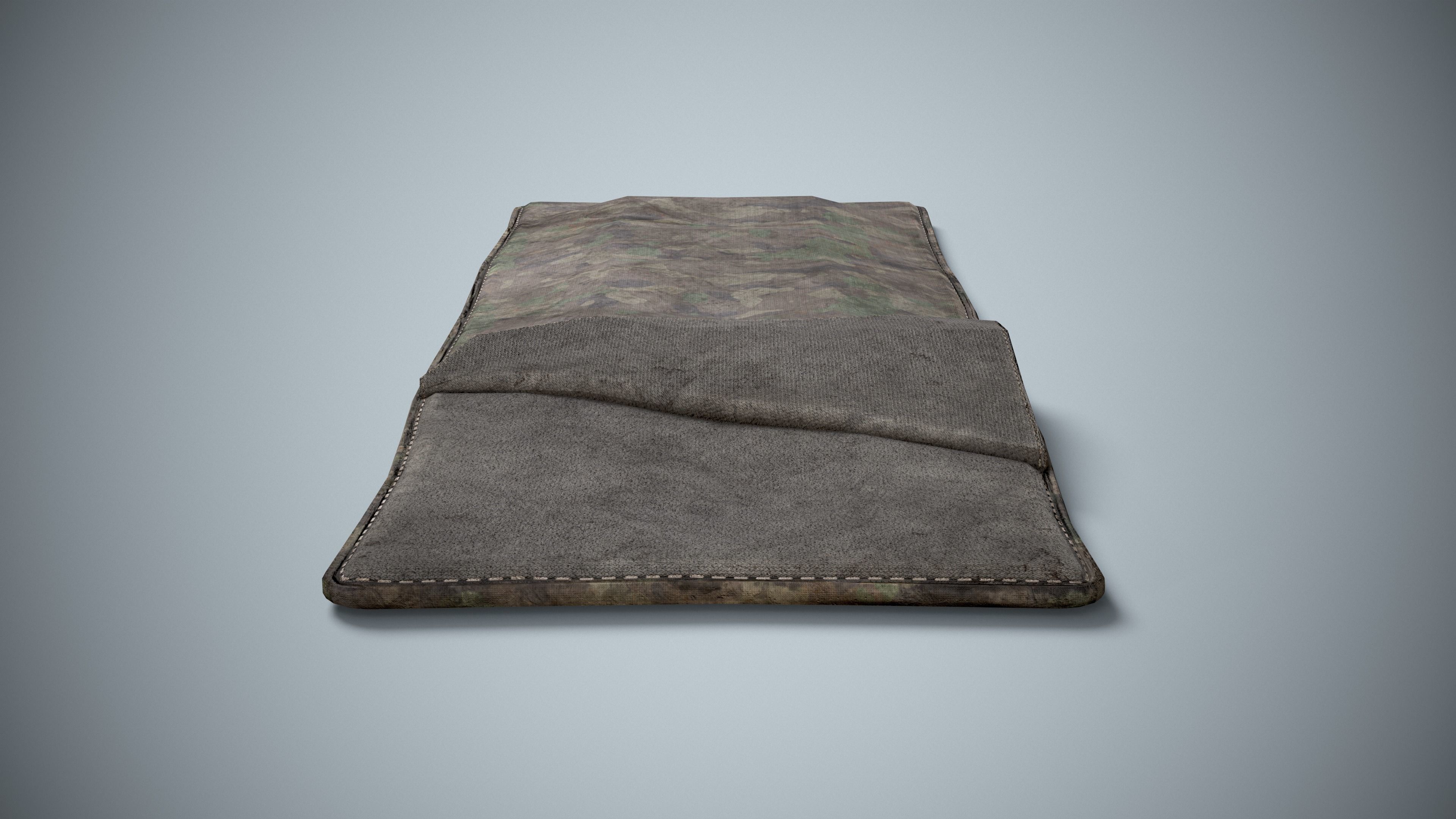 Military Sleeping Bag - Worn Camouflage Low-poly 3D model_5