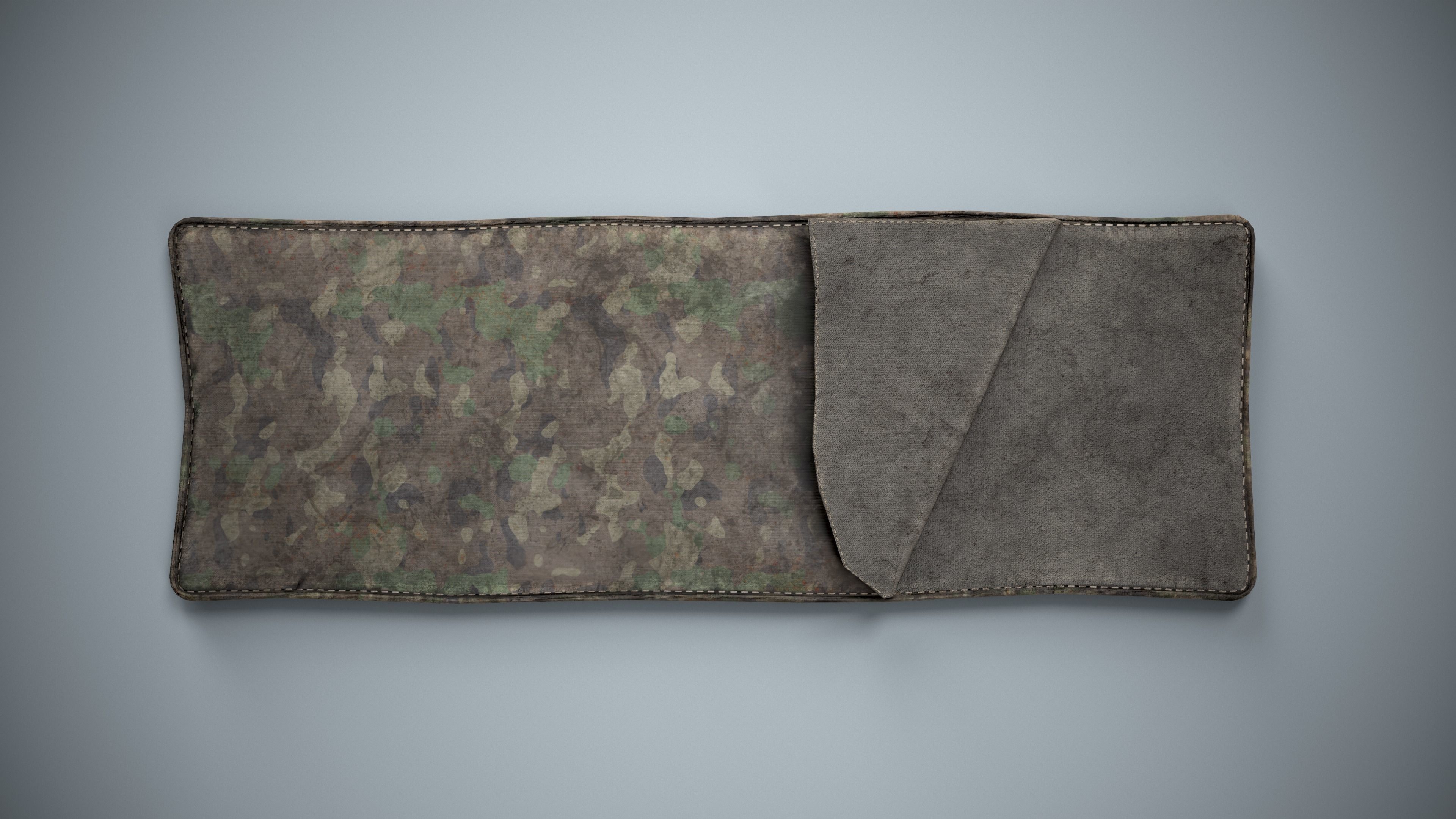 Military Sleeping Bag - Worn Camouflage Low-poly 3D model_3
