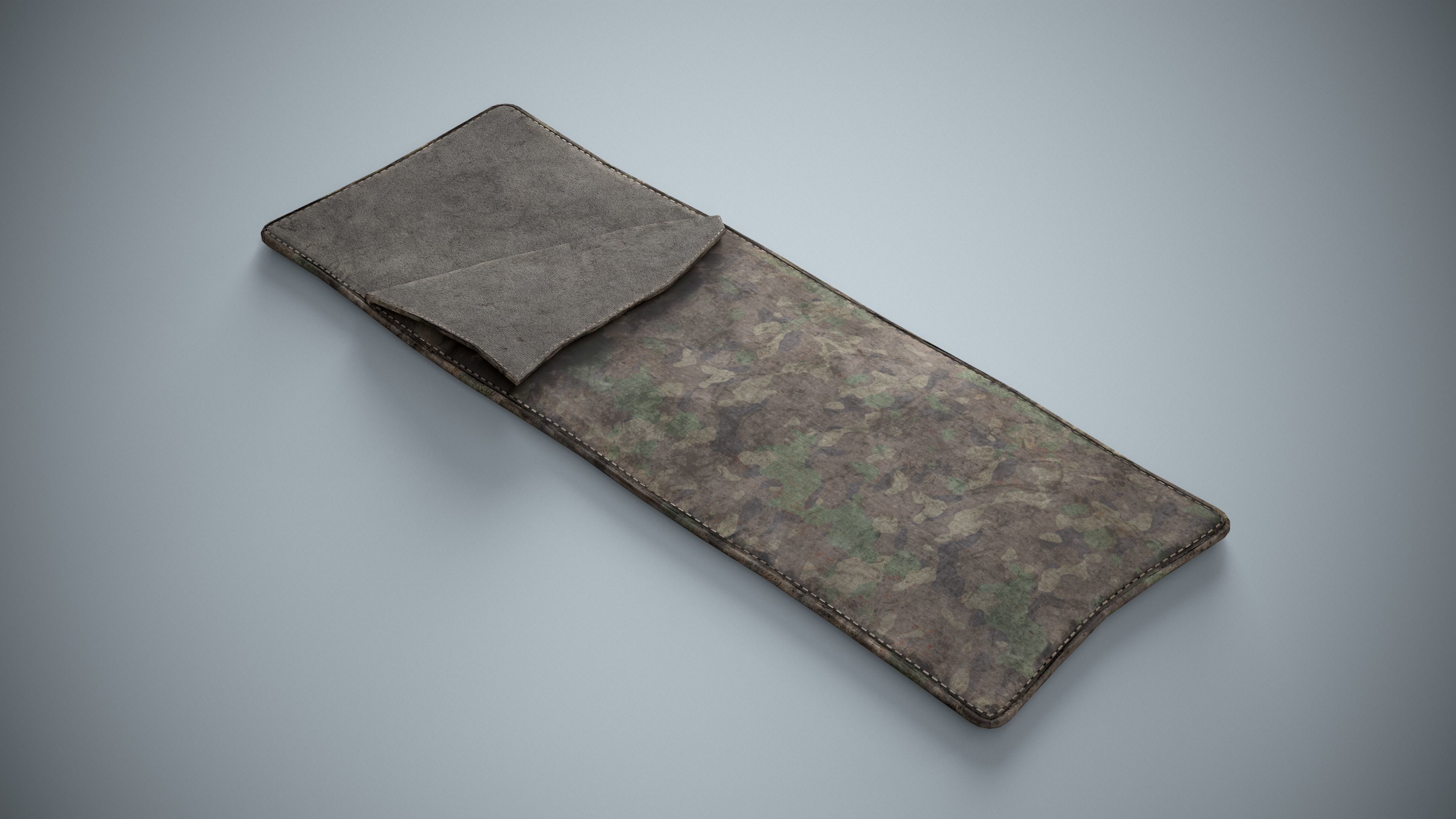 Military Sleeping Bag - Worn Camouflage Low-poly 3D model_1