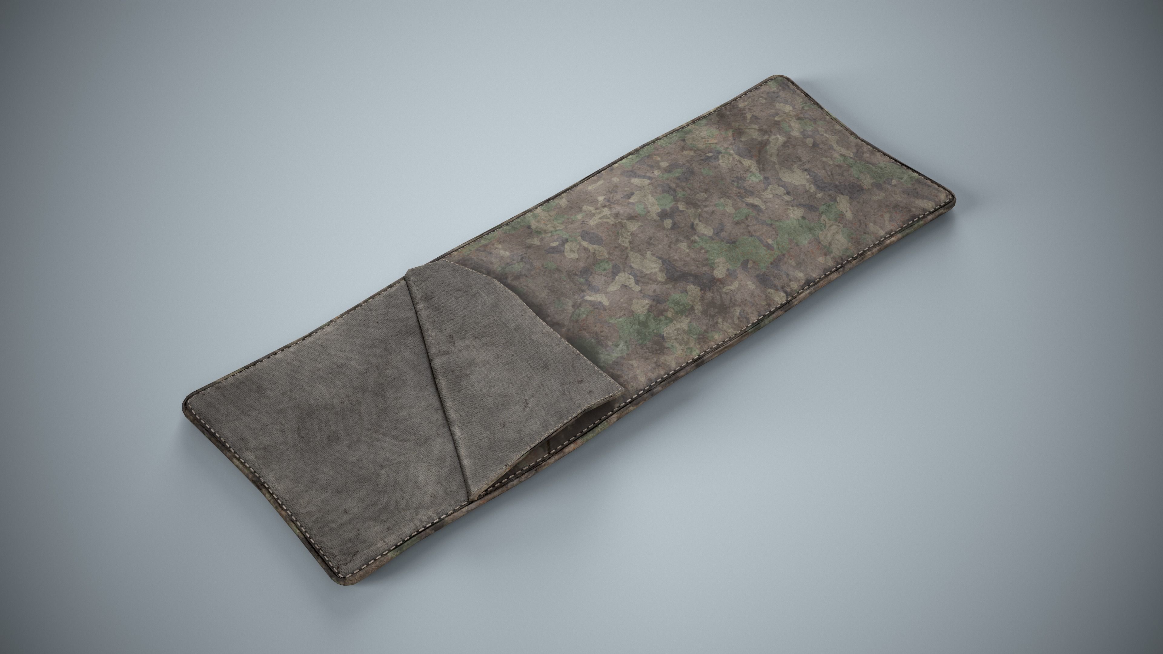 Military Sleeping Bag - Worn Camouflage Low-poly 3D model_4