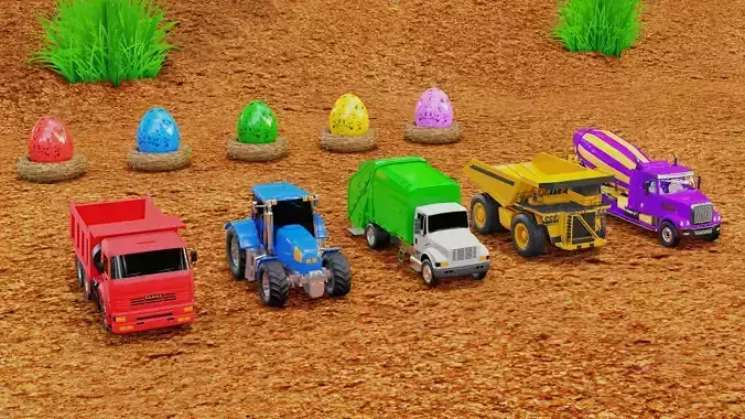 Vehicles Come out from Egg 3D model