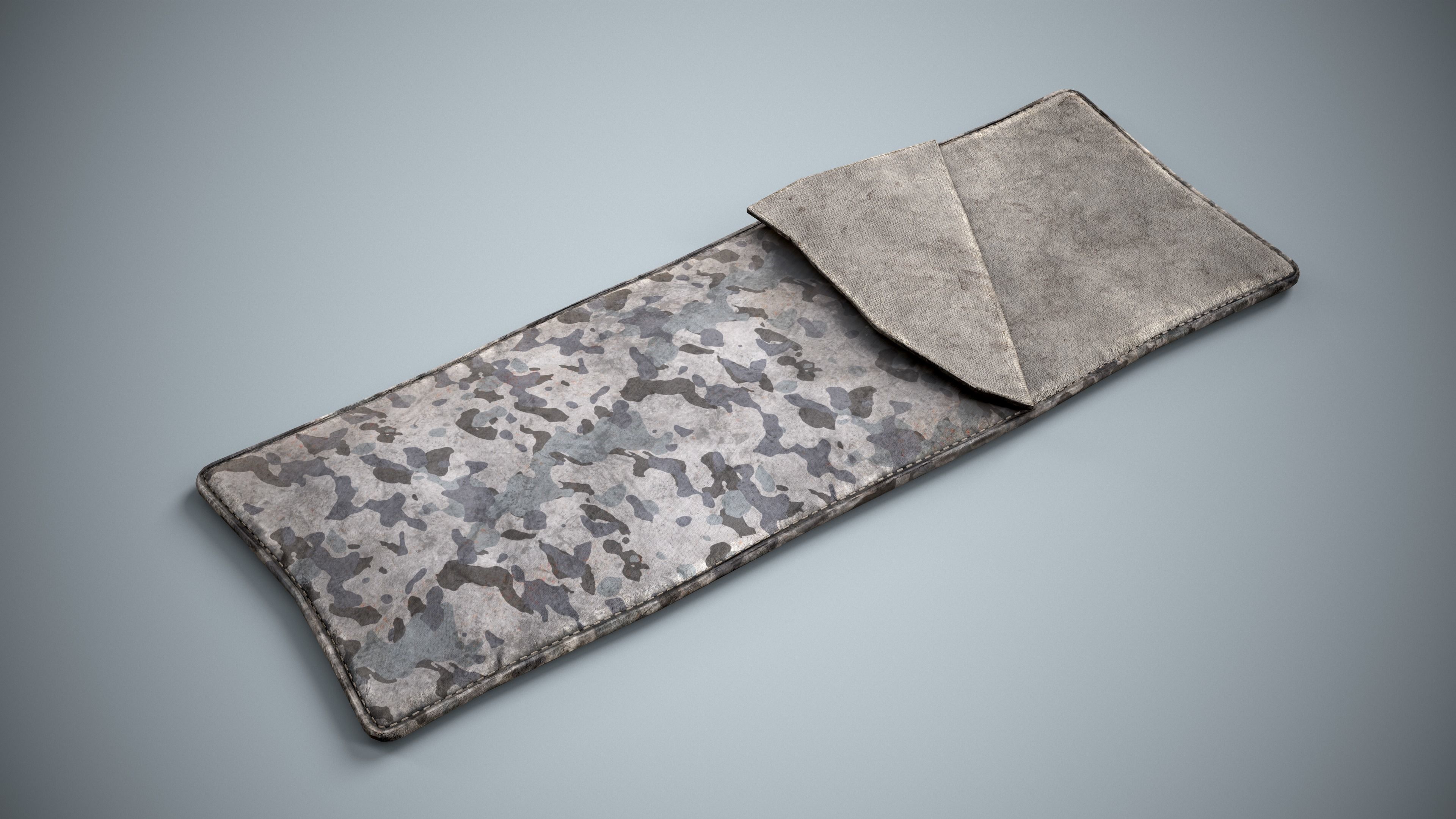 Military Sleeping Bag - Winter Camouflage Bedroll Low-poly 3D model_2