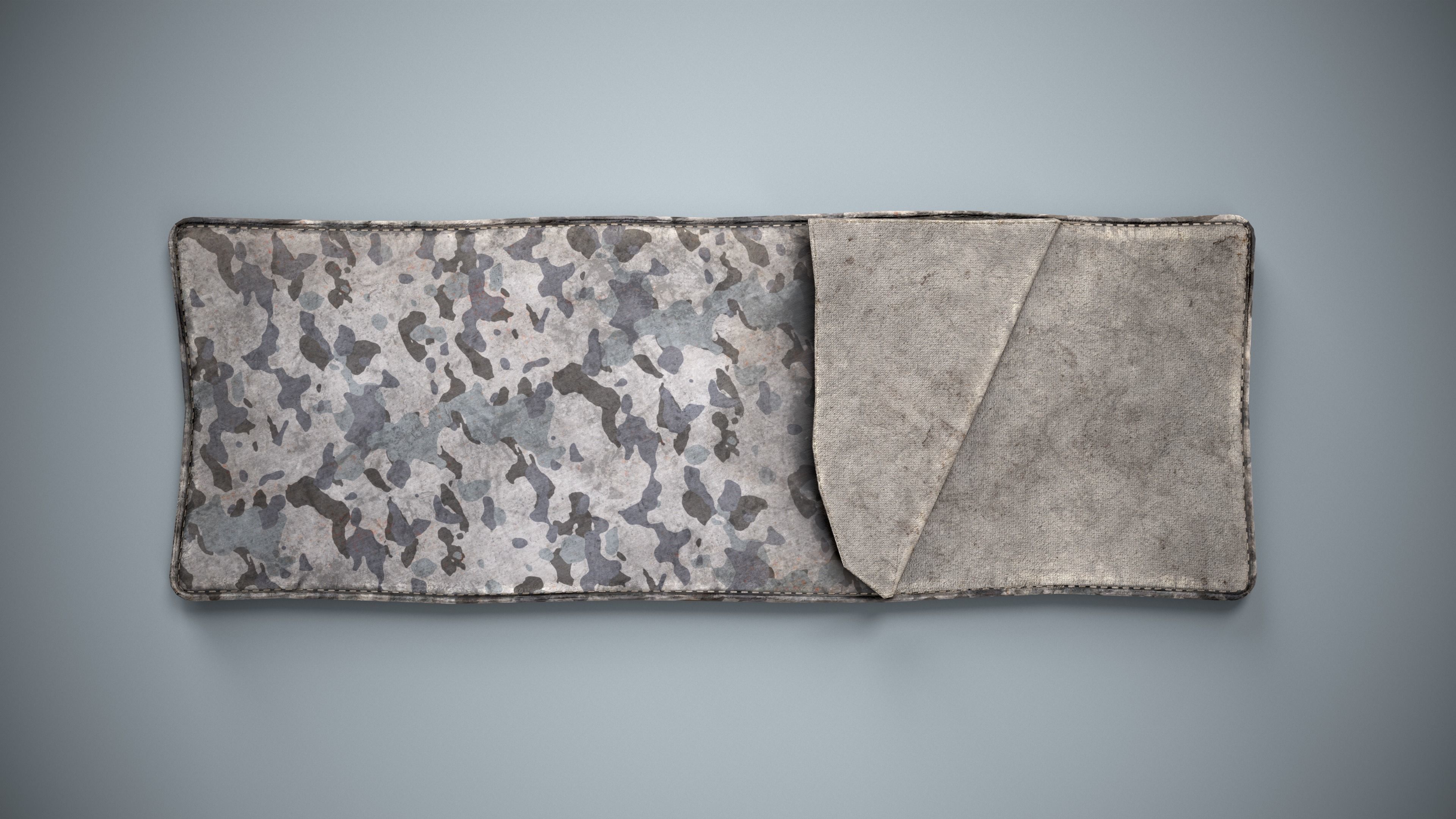 Military Sleeping Bag - Winter Camouflage Bedroll Low-poly 3D model_3