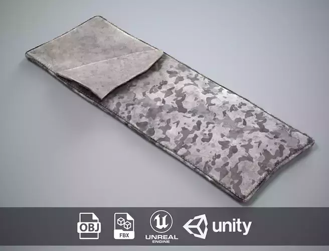 Military Sleeping Bag - Winter Camouflage Bedroll Low-poly 3D model