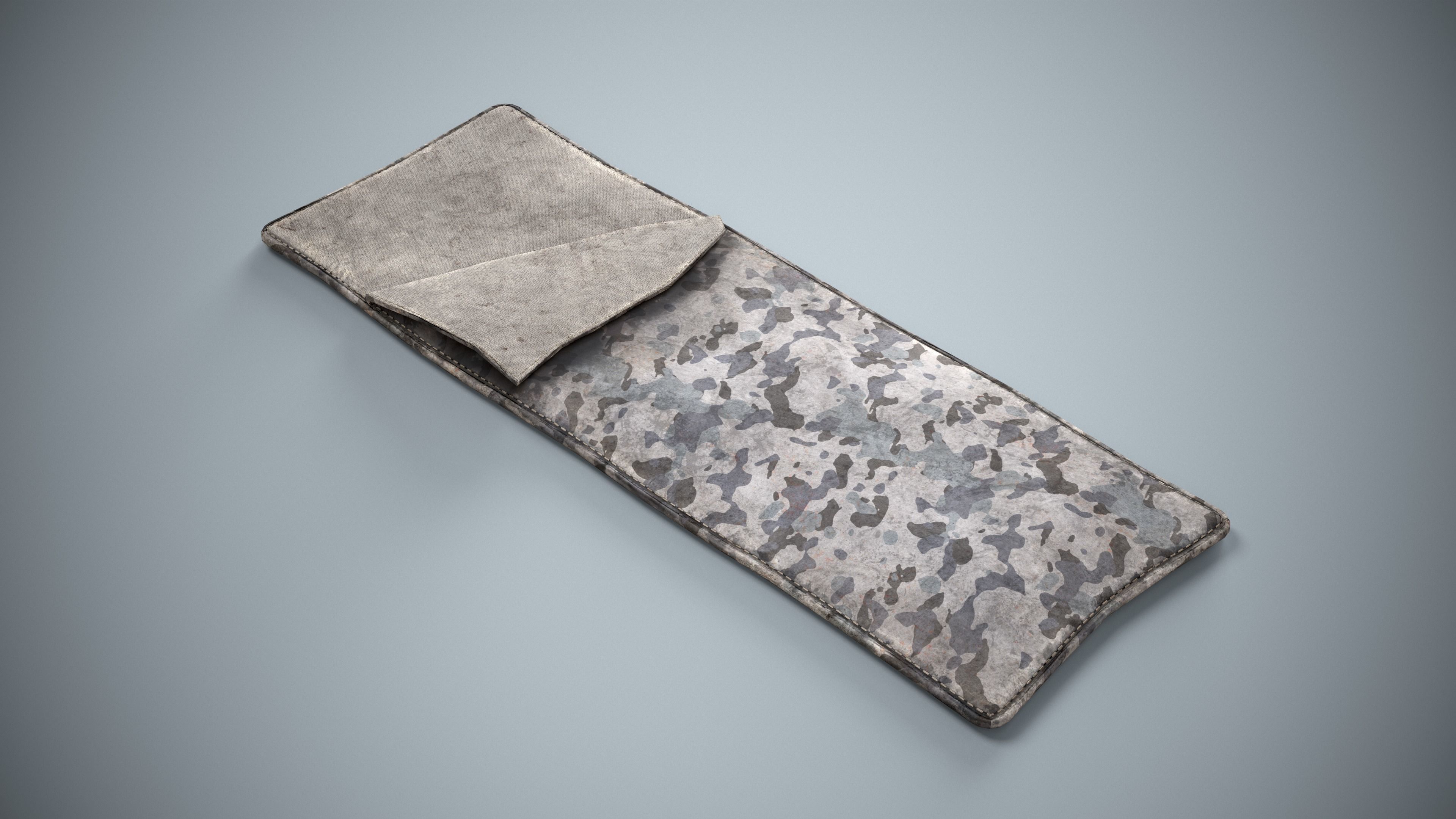 Military Sleeping Bag - Winter Camouflage Bedroll Low-poly 3D model_1