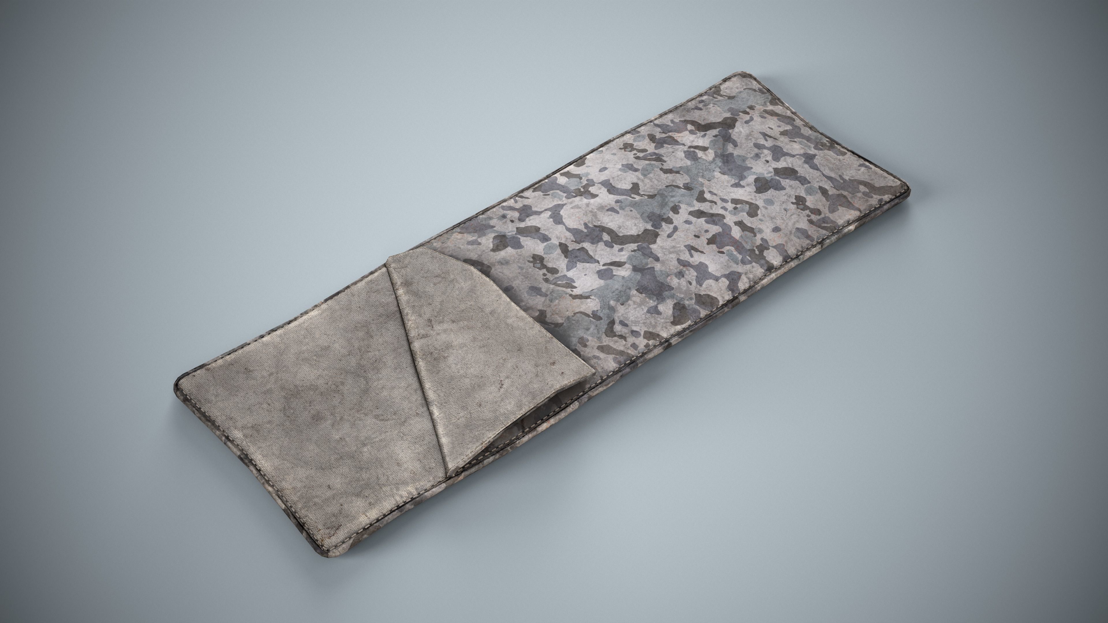 Military Sleeping Bag - Winter Camouflage Bedroll Low-poly 3D model_4