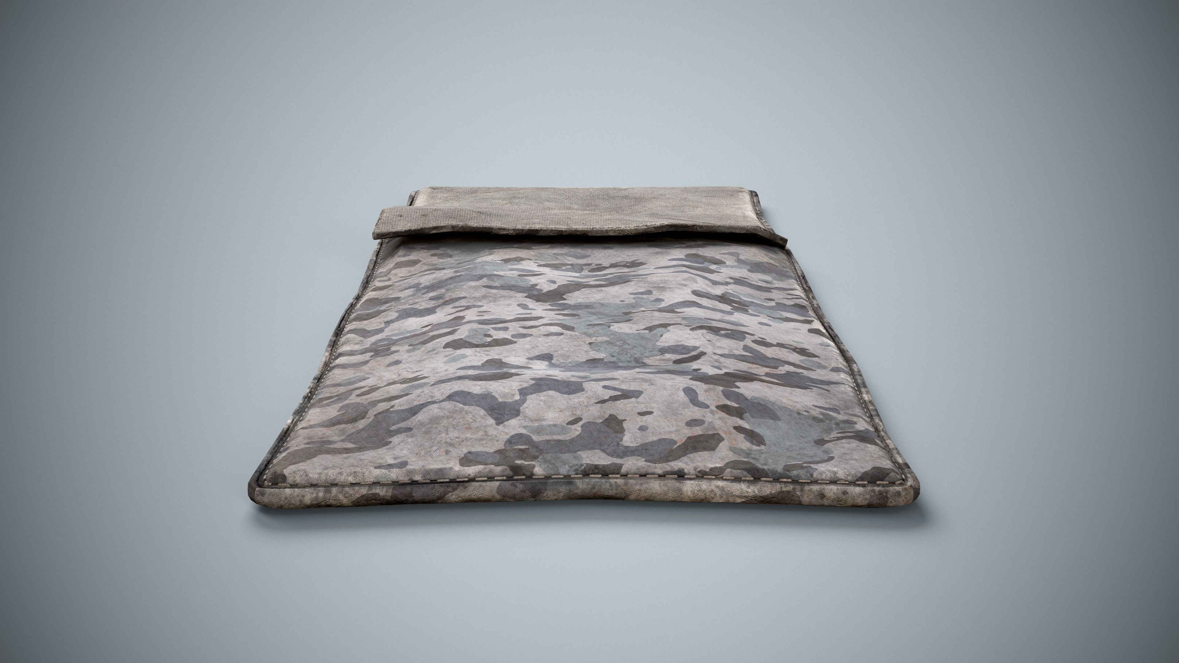 Military Sleeping Bag - Winter Camouflage Bedroll Low-poly 3D model_6