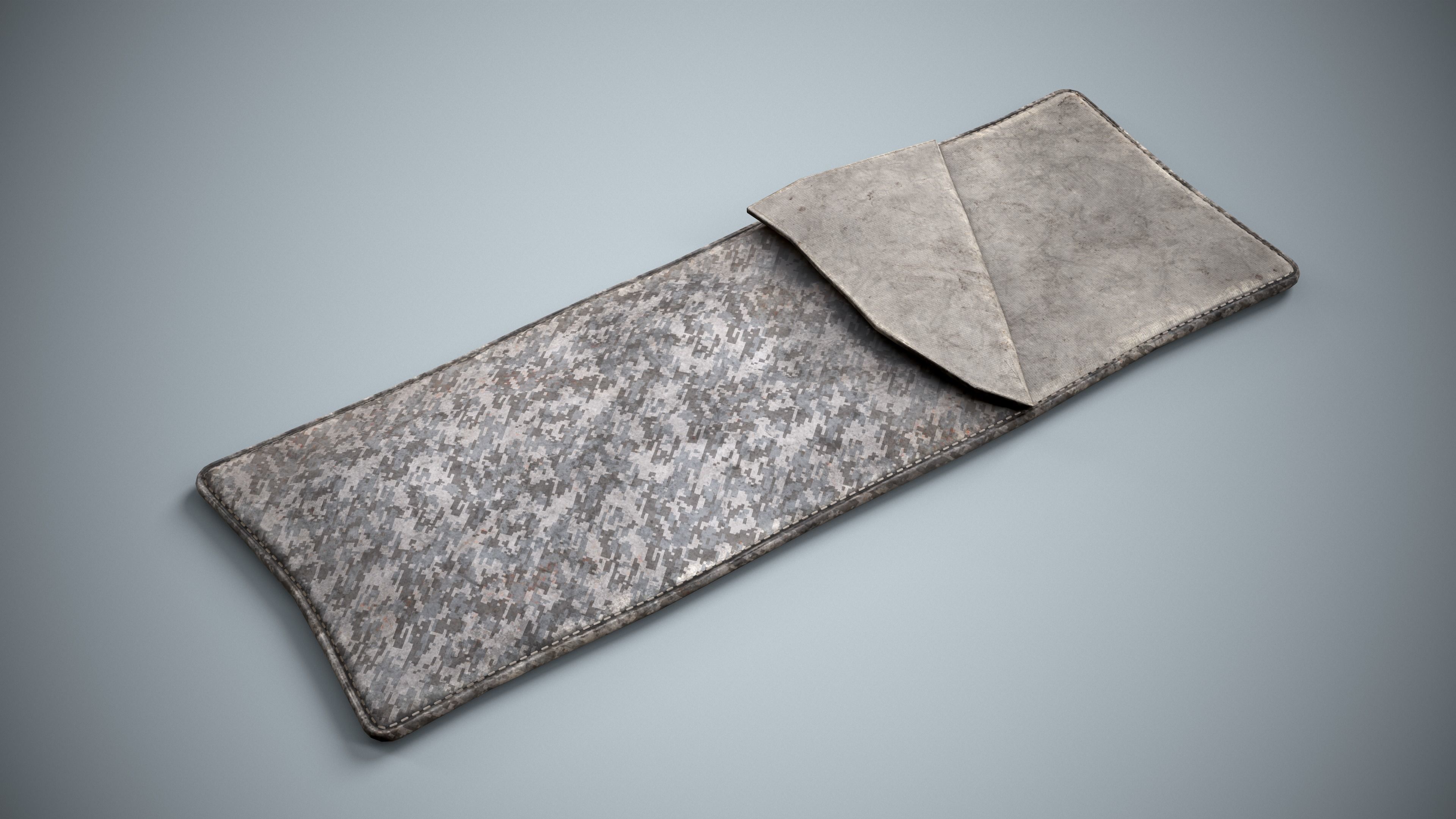 Military Sleeping Bag - Winter Pixel Bedroll Low-poly 3D model_2