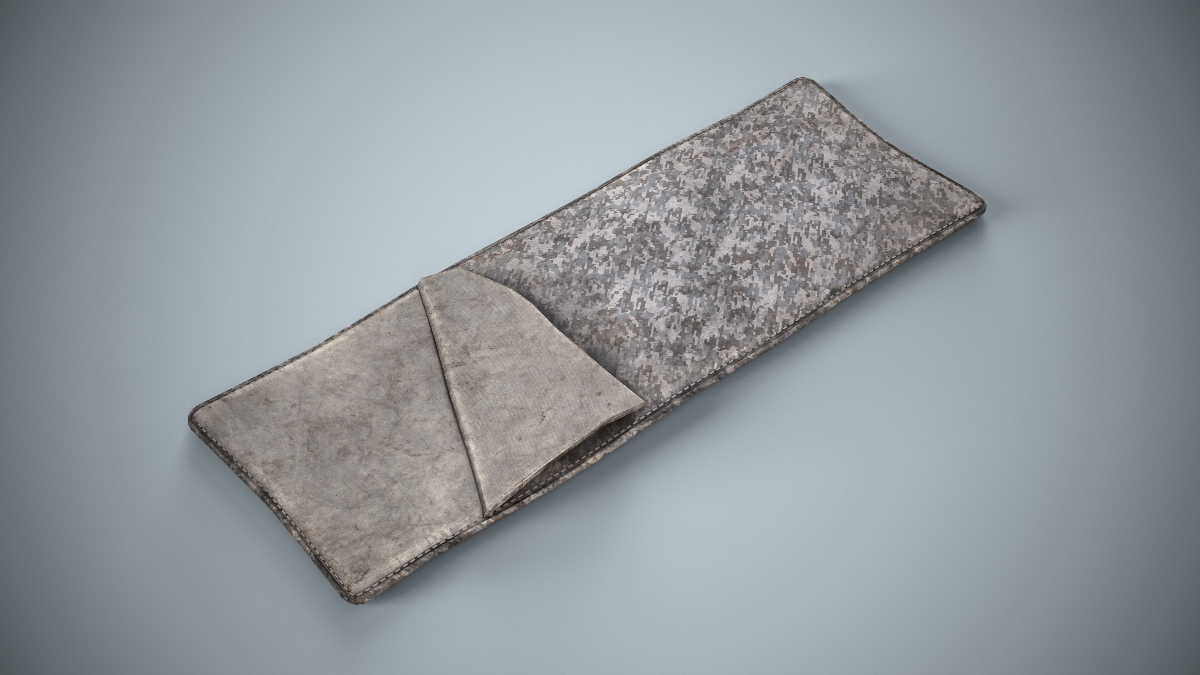 Military Sleeping Bag - Winter Pixel Bedroll Low-poly 3D model_4