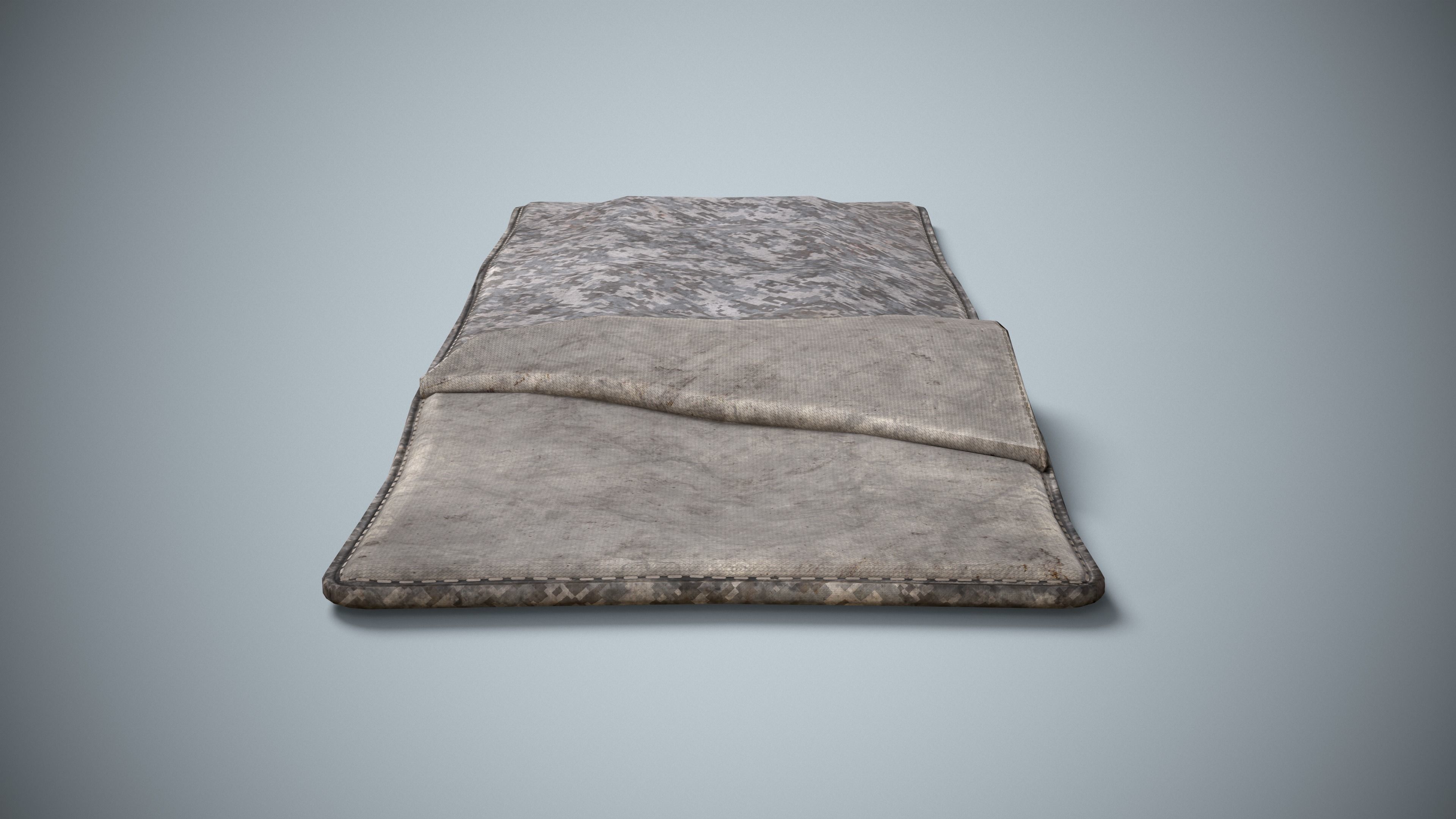 Military Sleeping Bag - Winter Pixel Bedroll Low-poly 3D model_5