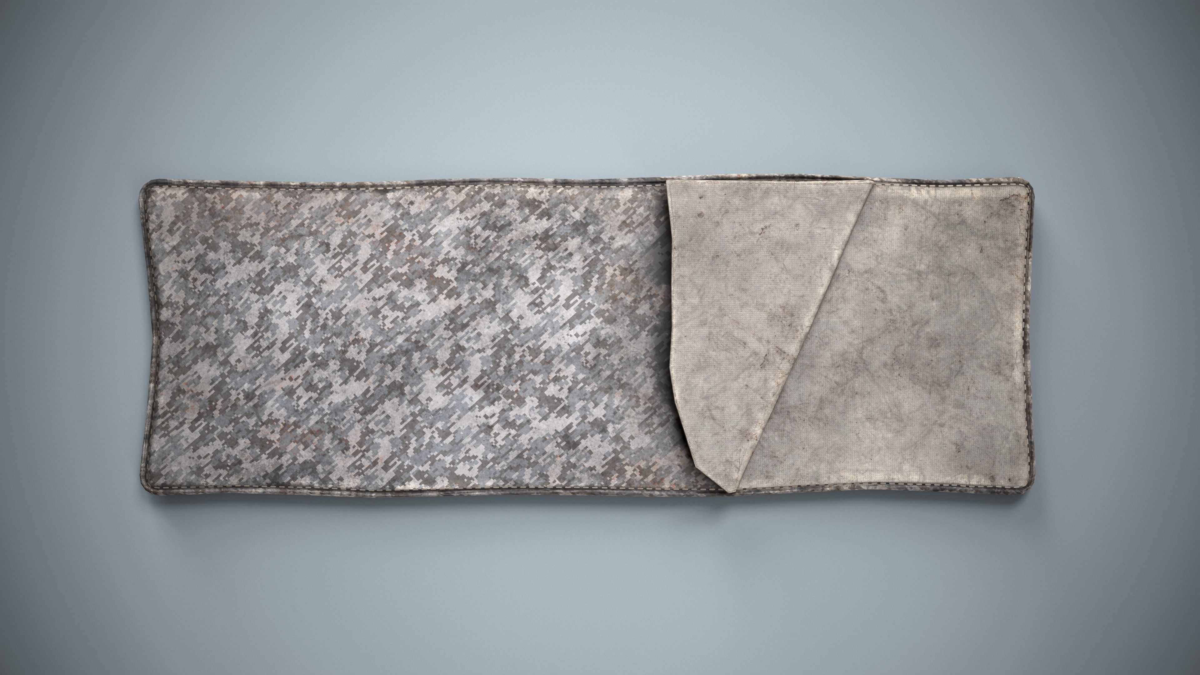 Military Sleeping Bag - Winter Pixel Bedroll Low-poly 3D model_3