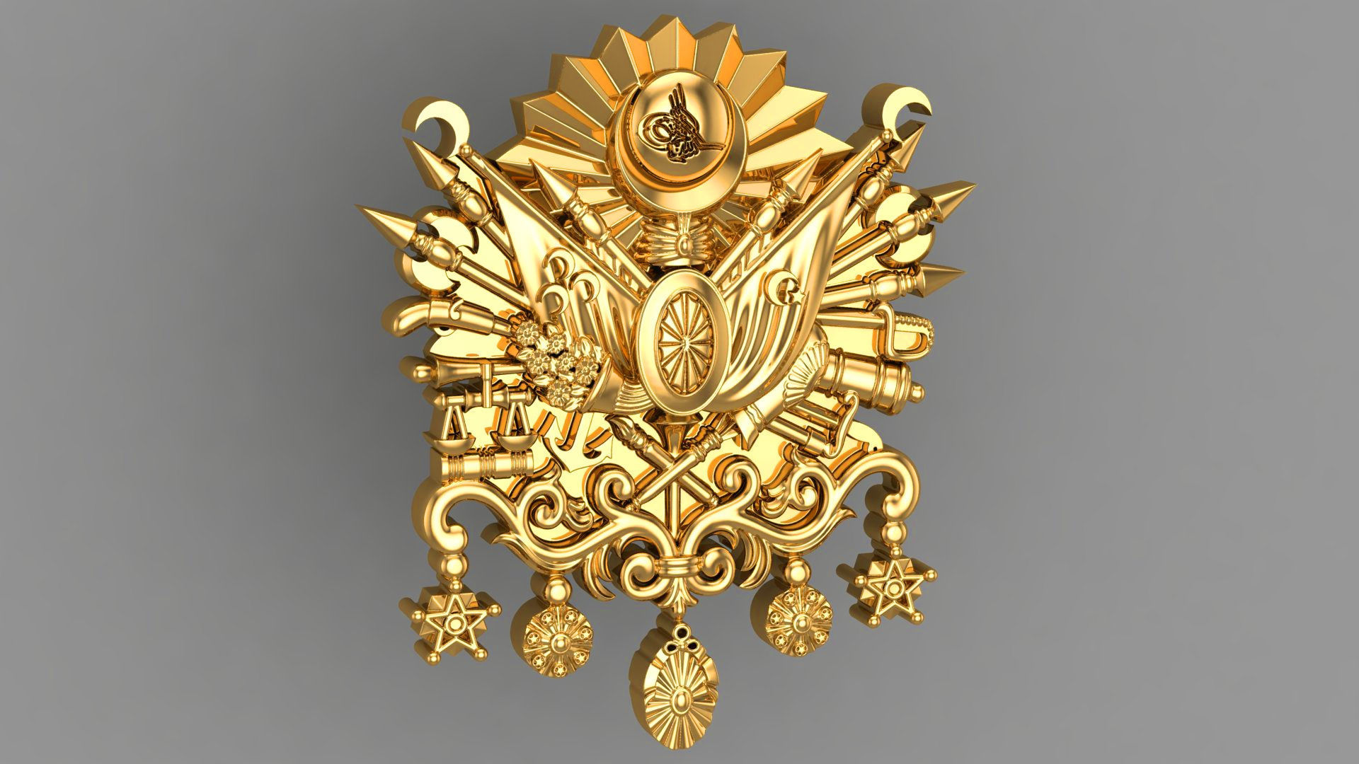 Ottoman coat of arms - Osmanli armasi 3D print model_2