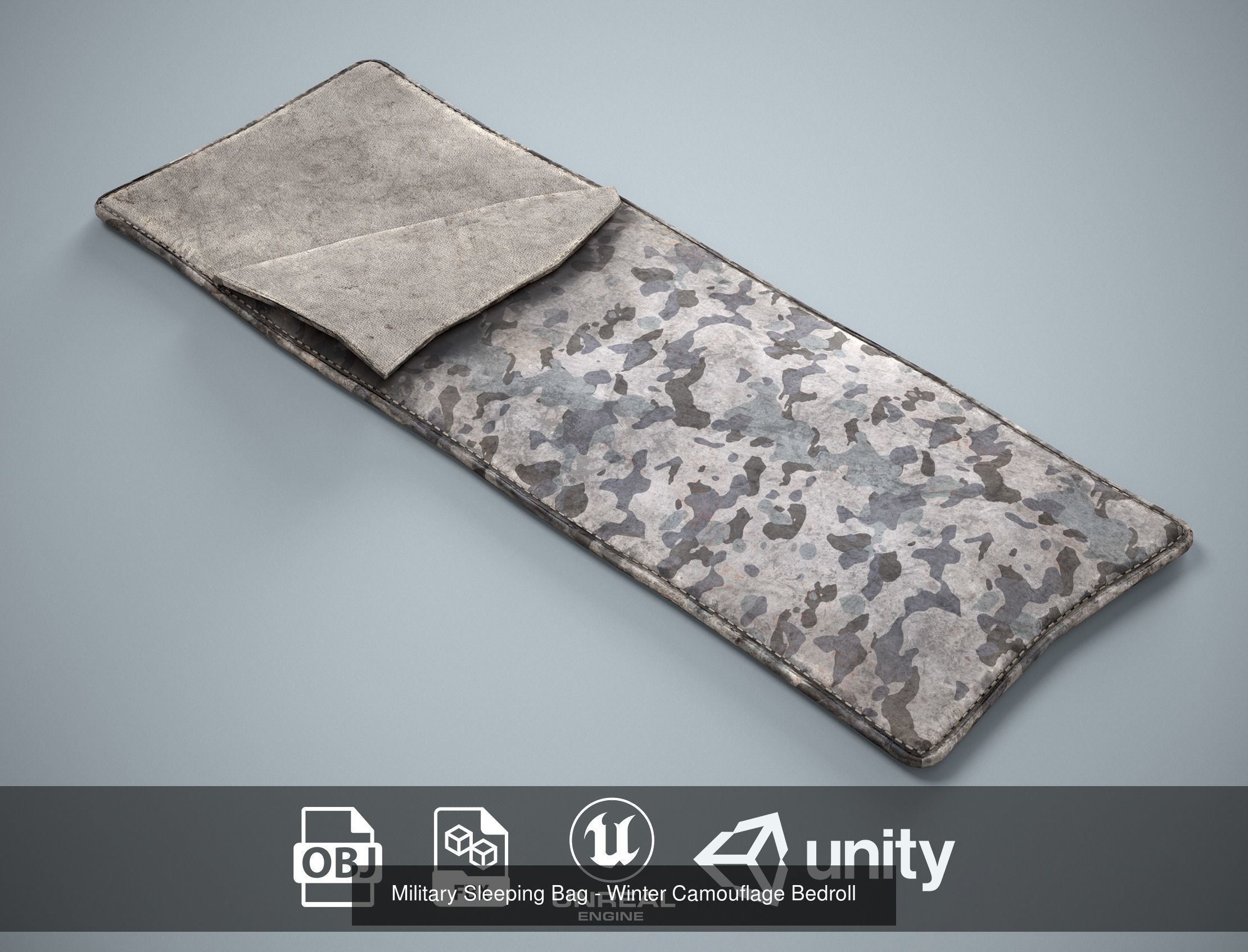 Sleeping Bag Pack - 6 Military and Medieval Bedrolls 3D Model Collection_5