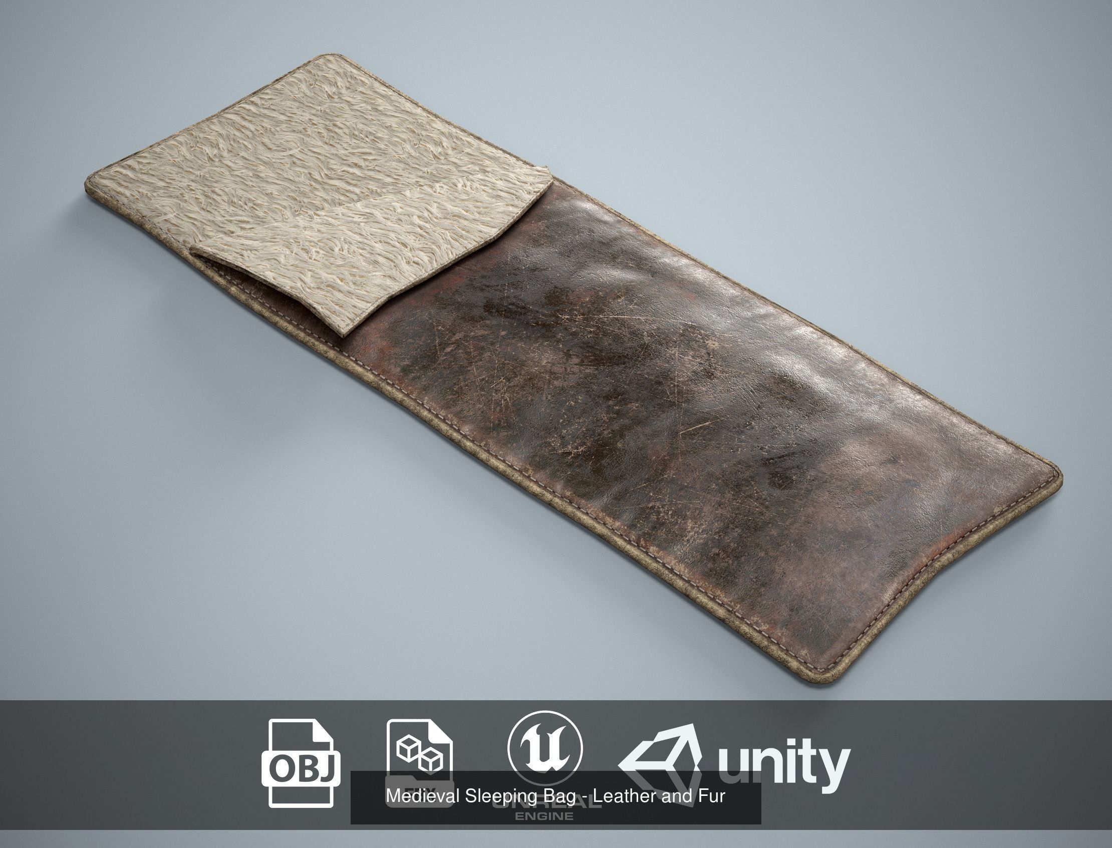 Sleeping Bag Pack - 6 Military and Medieval Bedrolls 3D Model Collection_1