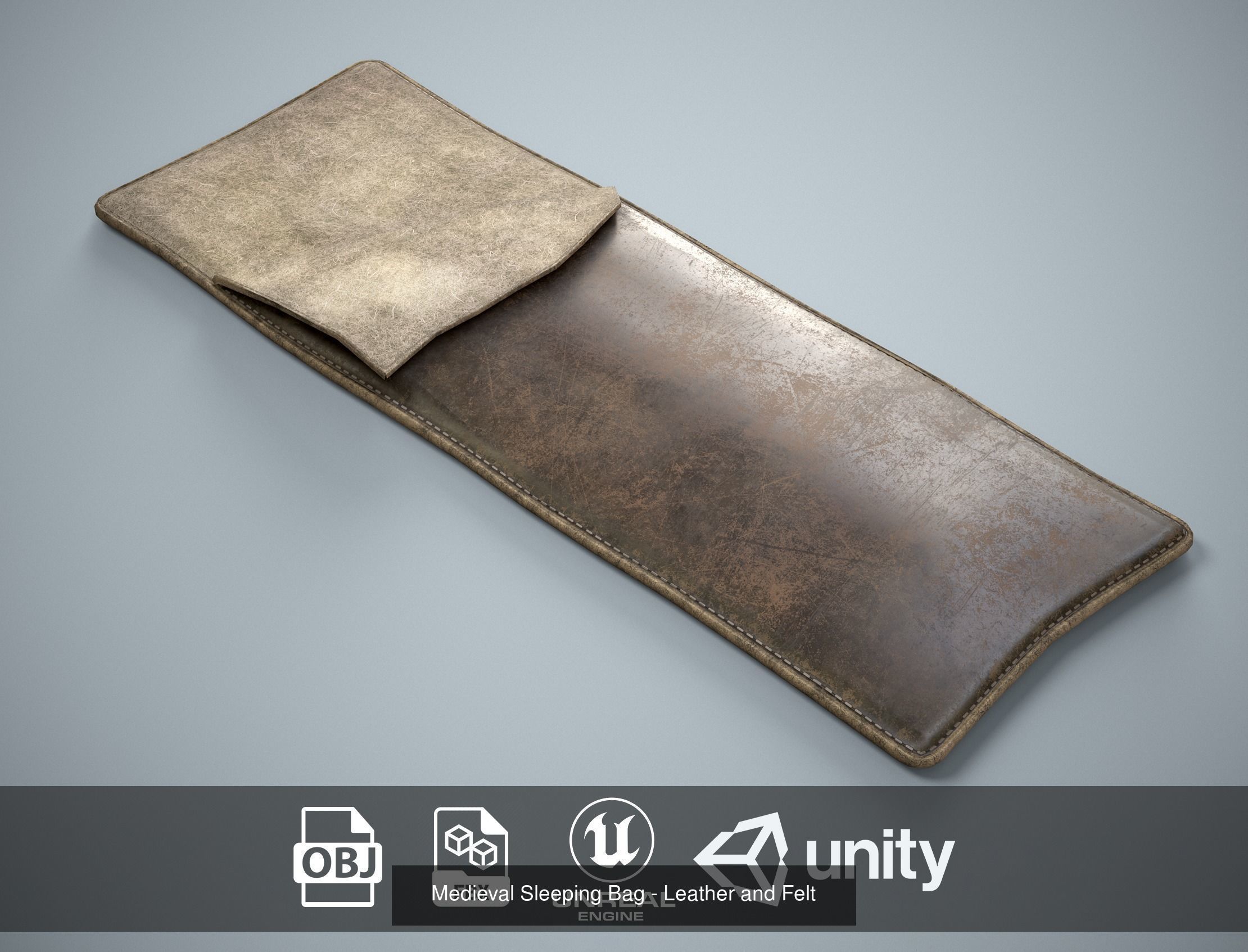 Sleeping Bag Pack - 6 Military and Medieval Bedrolls 3D Model Collection_2