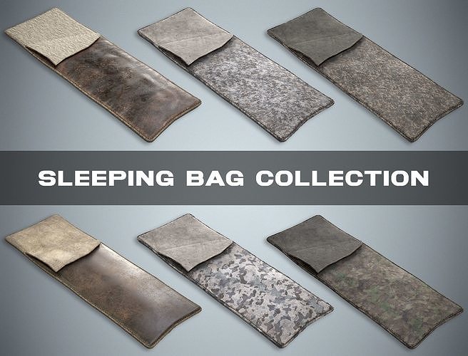 Sleeping Bag Pack - 6 Military and Medieval Bedrolls 3D Model Collection