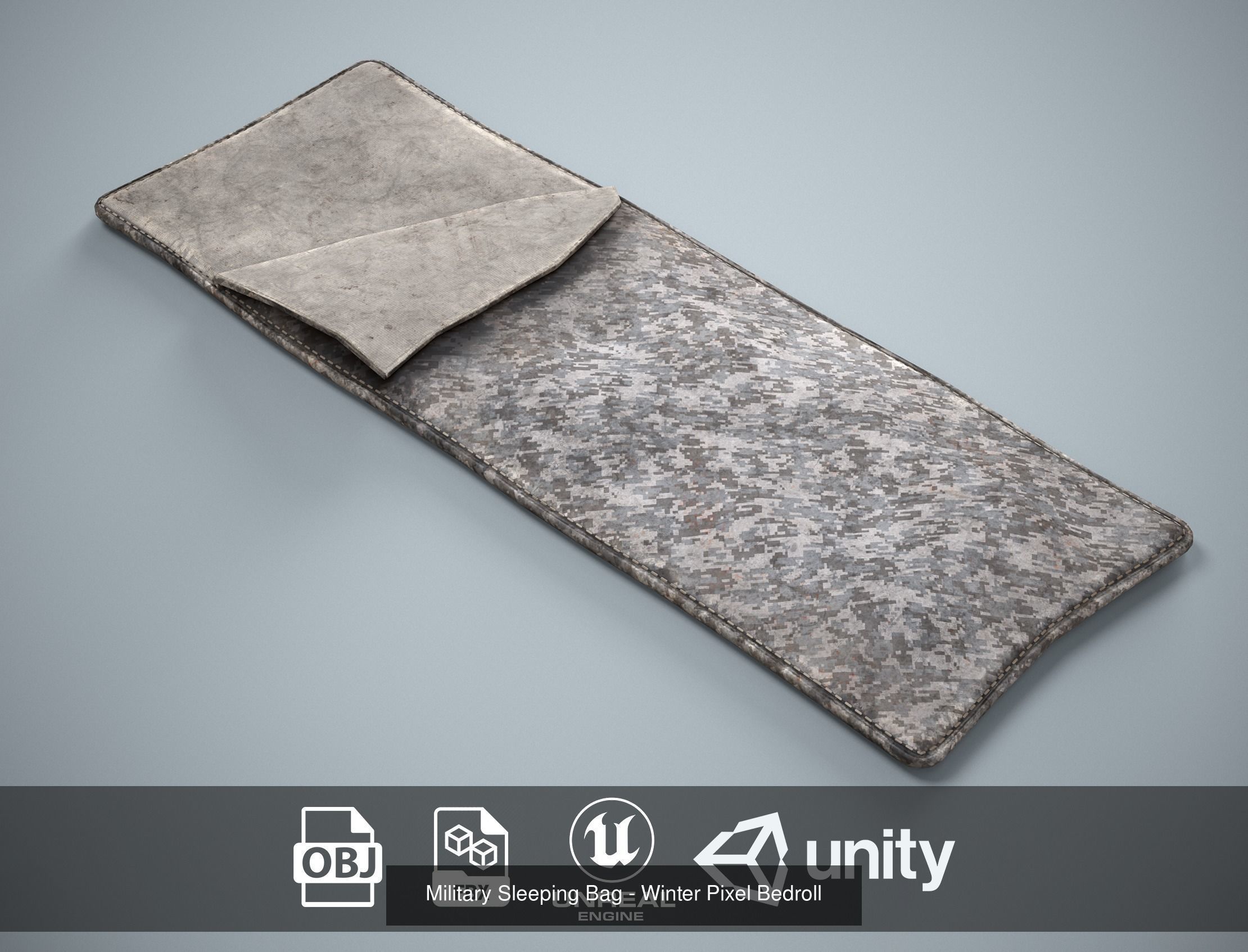 Sleeping Bag Pack - 6 Military and Medieval Bedrolls 3D Model Collection_6